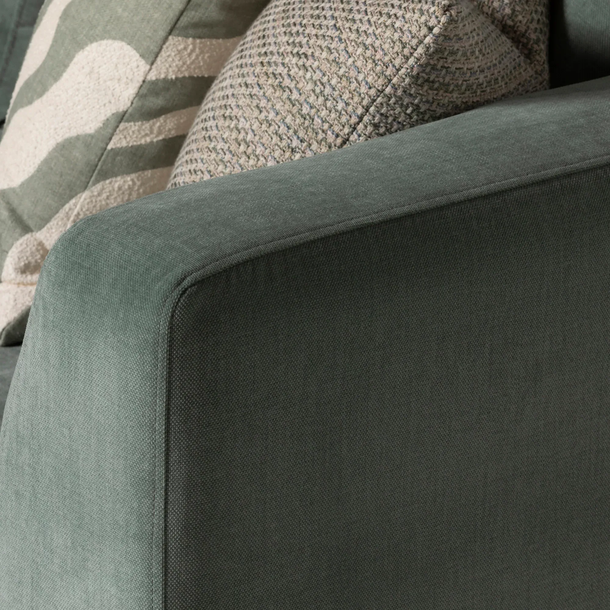 Gramercy Large Left Hand Chaise Corner Sofa - Green, Fabric