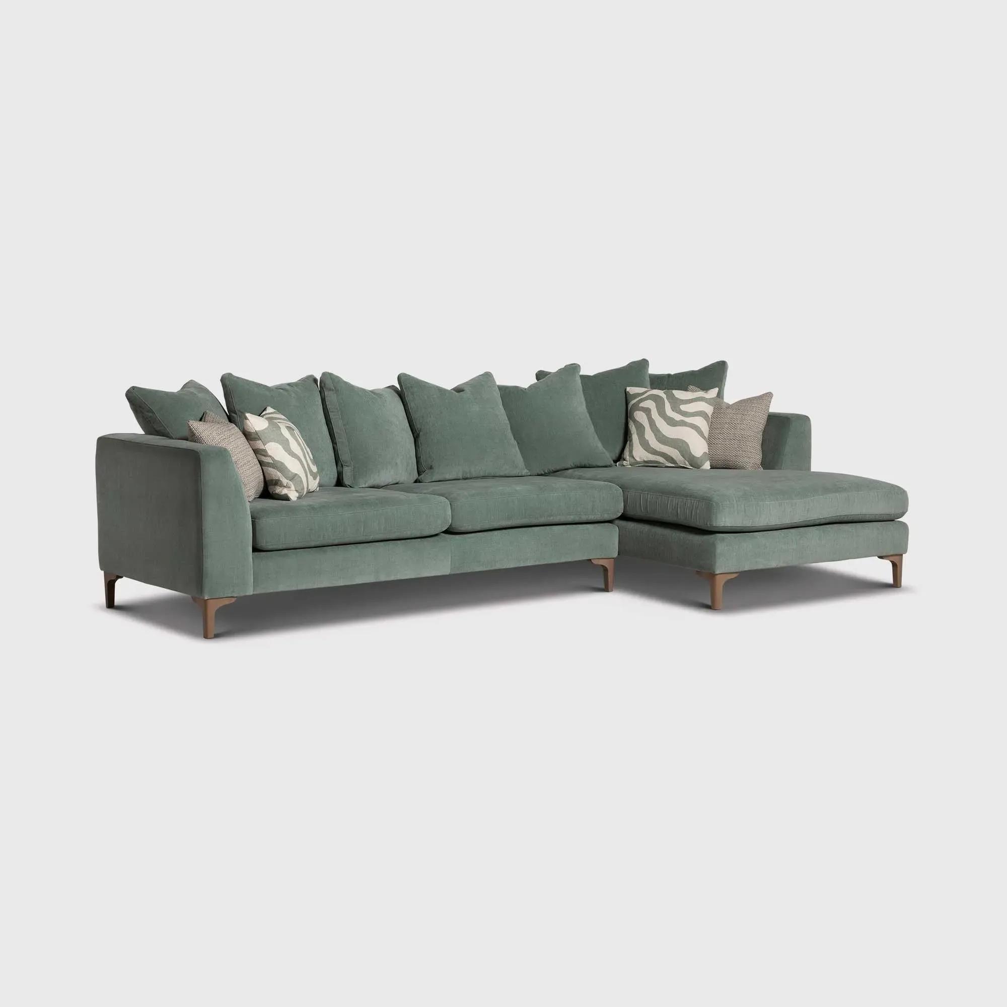 Gramercy Large Left Hand Chaise Corner Sofa - Green, Fabric image