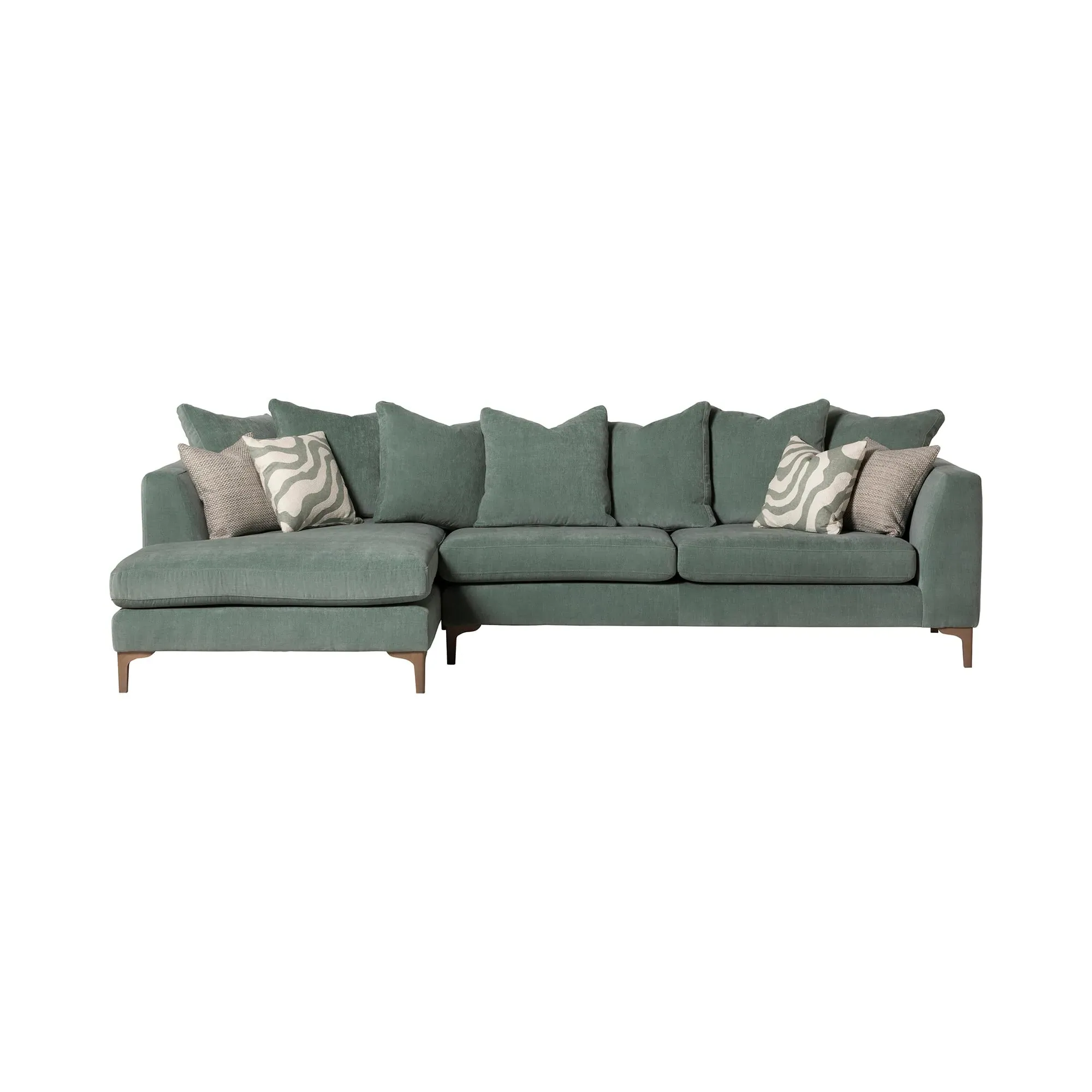 Gramercy Large Right Hand Chaise Corner Sofa - Green, Fabric