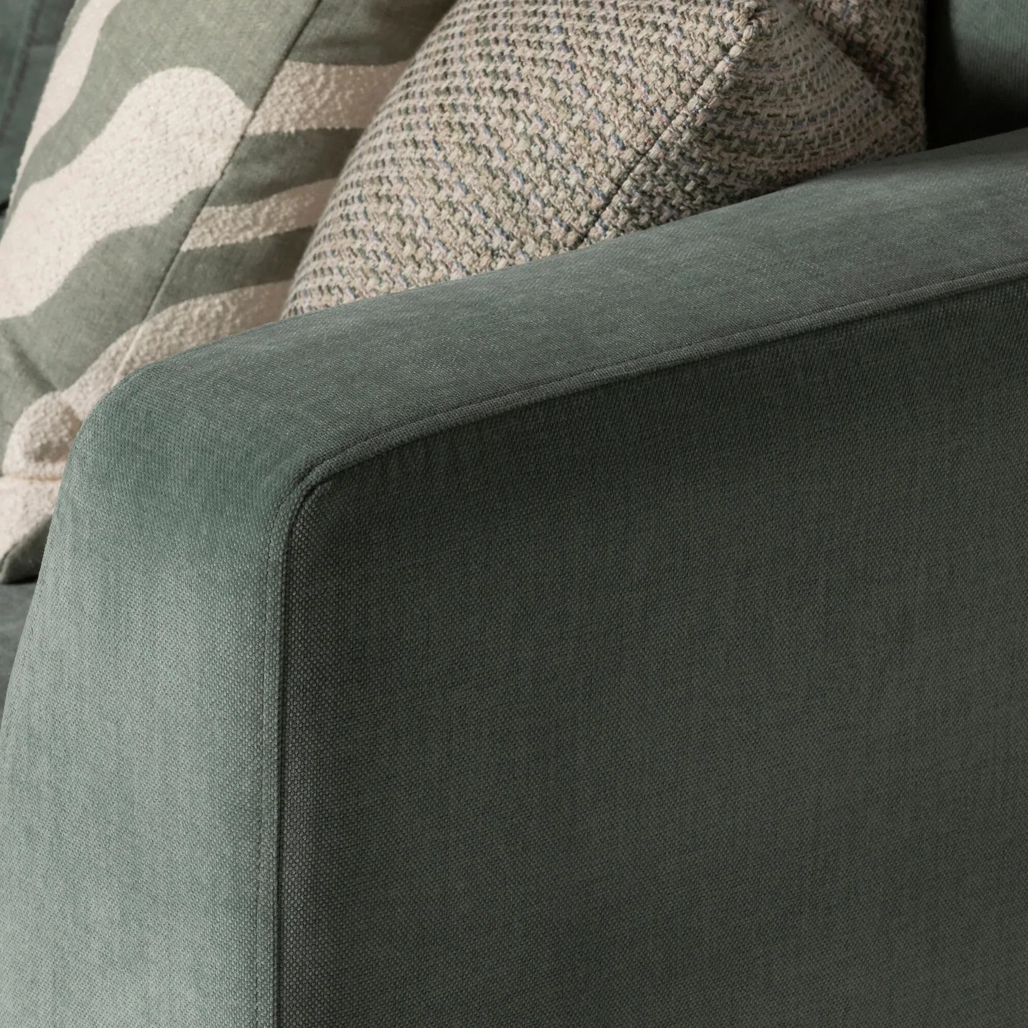 Gramercy Large Right Hand Chaise Corner Sofa - Green, Fabric