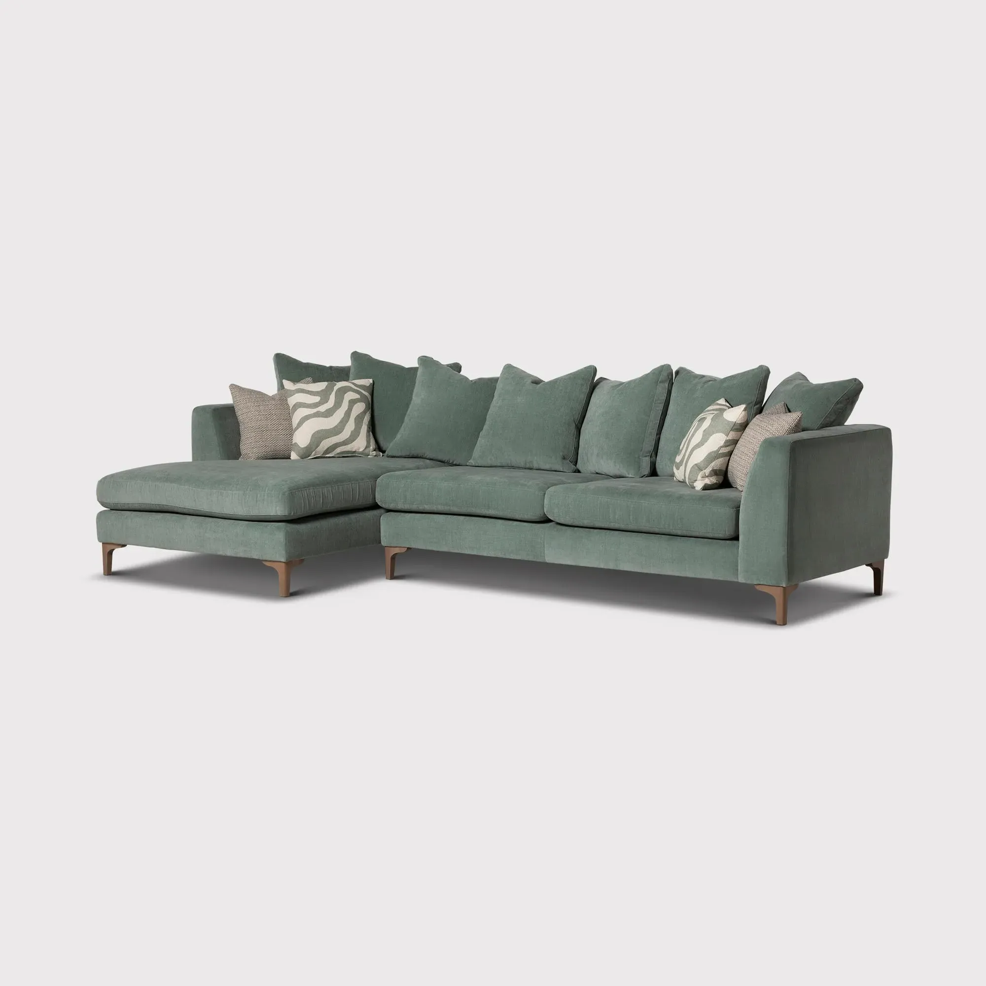 Gramercy Large Right Hand Chaise Corner Sofa - Green, Fabric