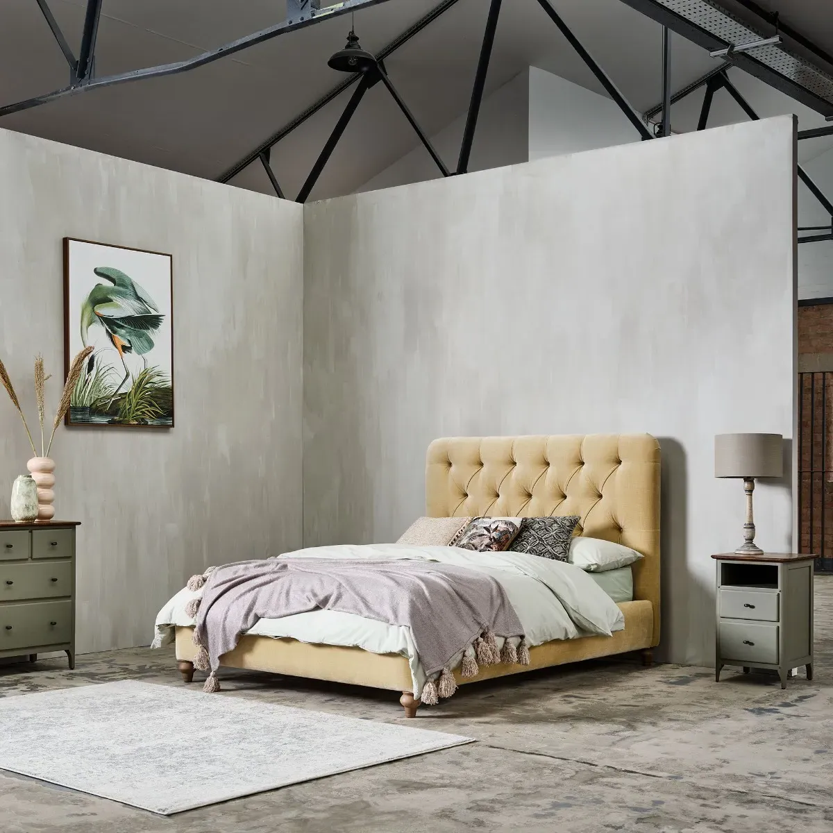 Green Crane Picture Art - Green, Wood