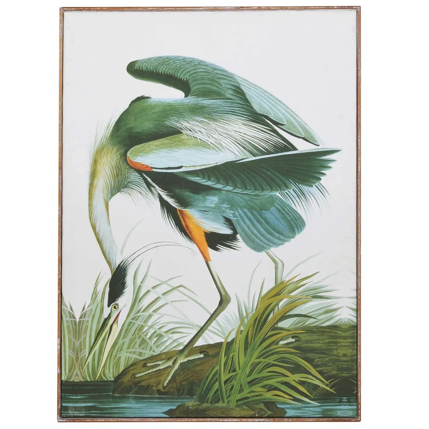 Green Crane Picture Art - Green, Wood