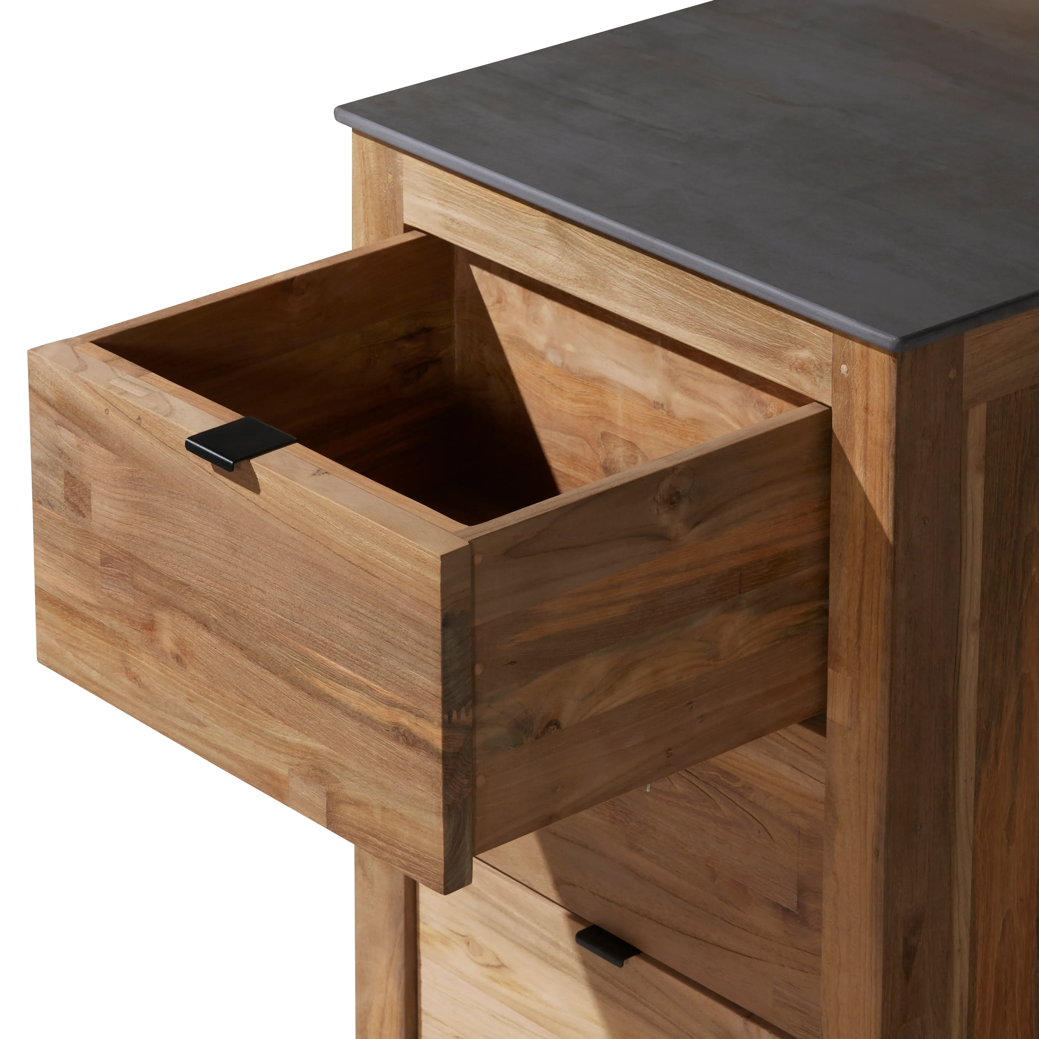 Grenada Grill Table with 3 Drawers - Neutral, Teak