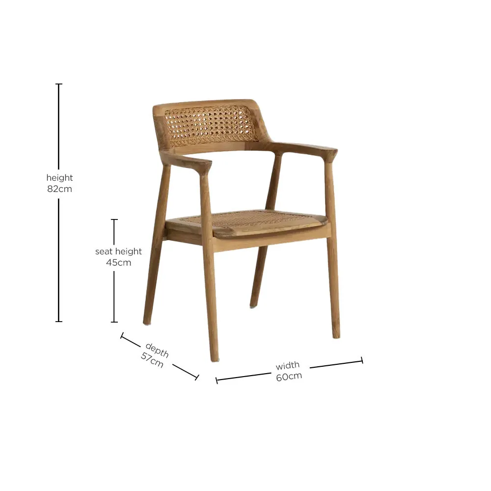 Grenada Pedro A Dining Chair with Arms - Neutral, Teak
