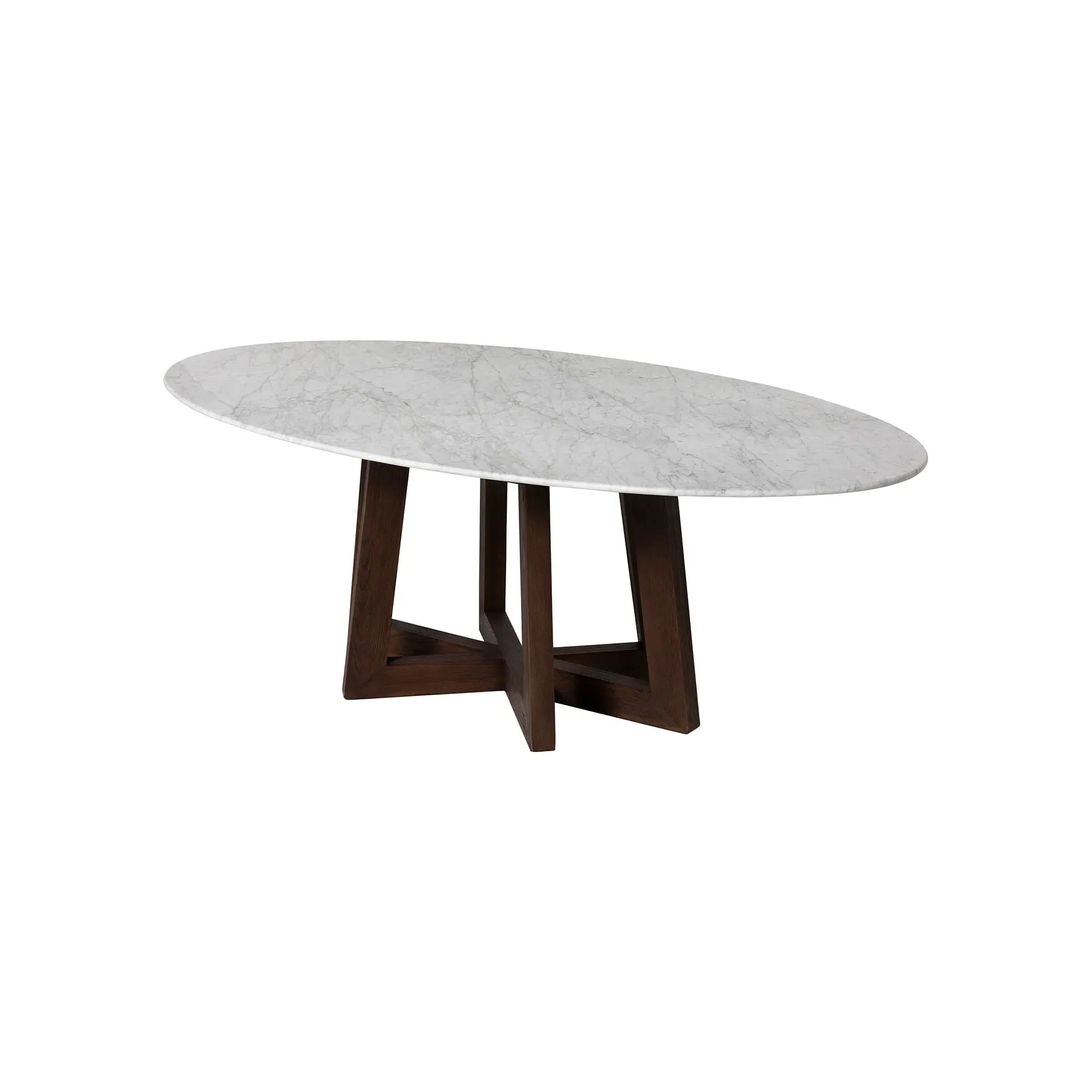 Griffin Oval Dining Table - Brown, Marble