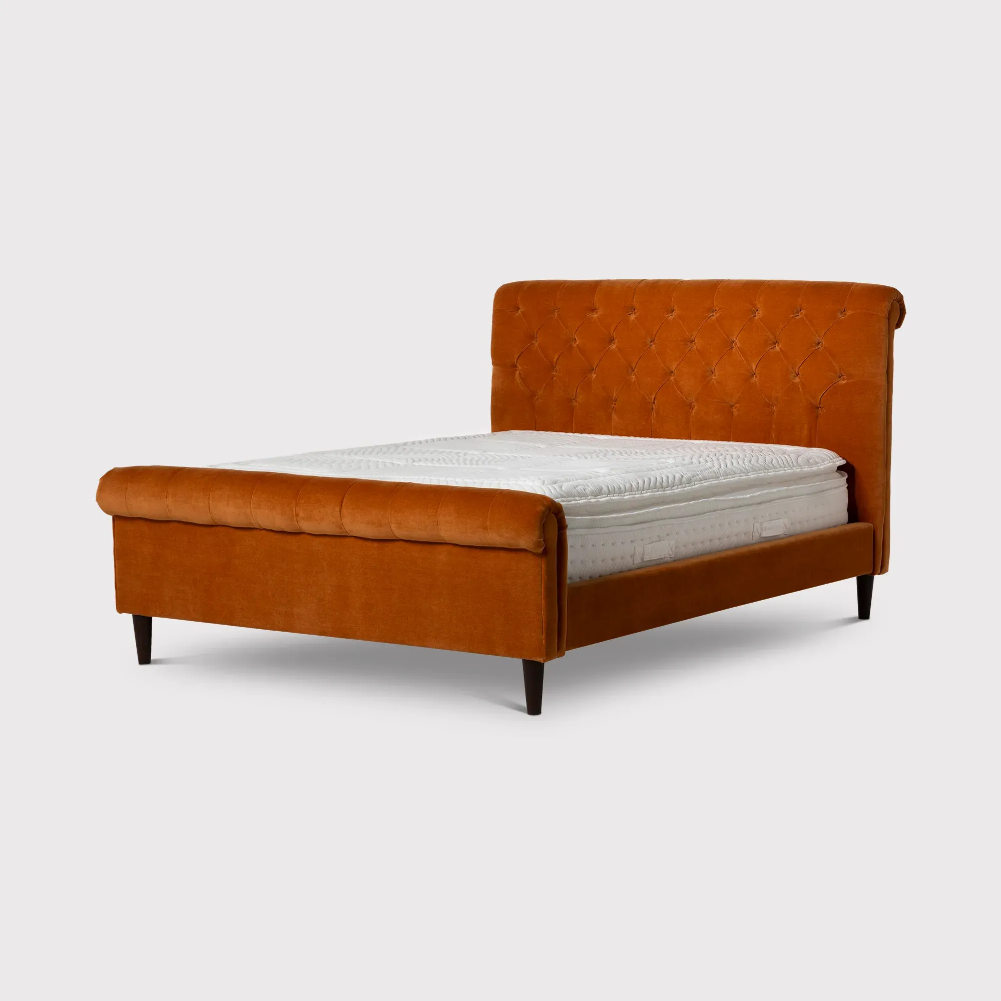 Hadley Double Bed Frame - Orange, Velvet