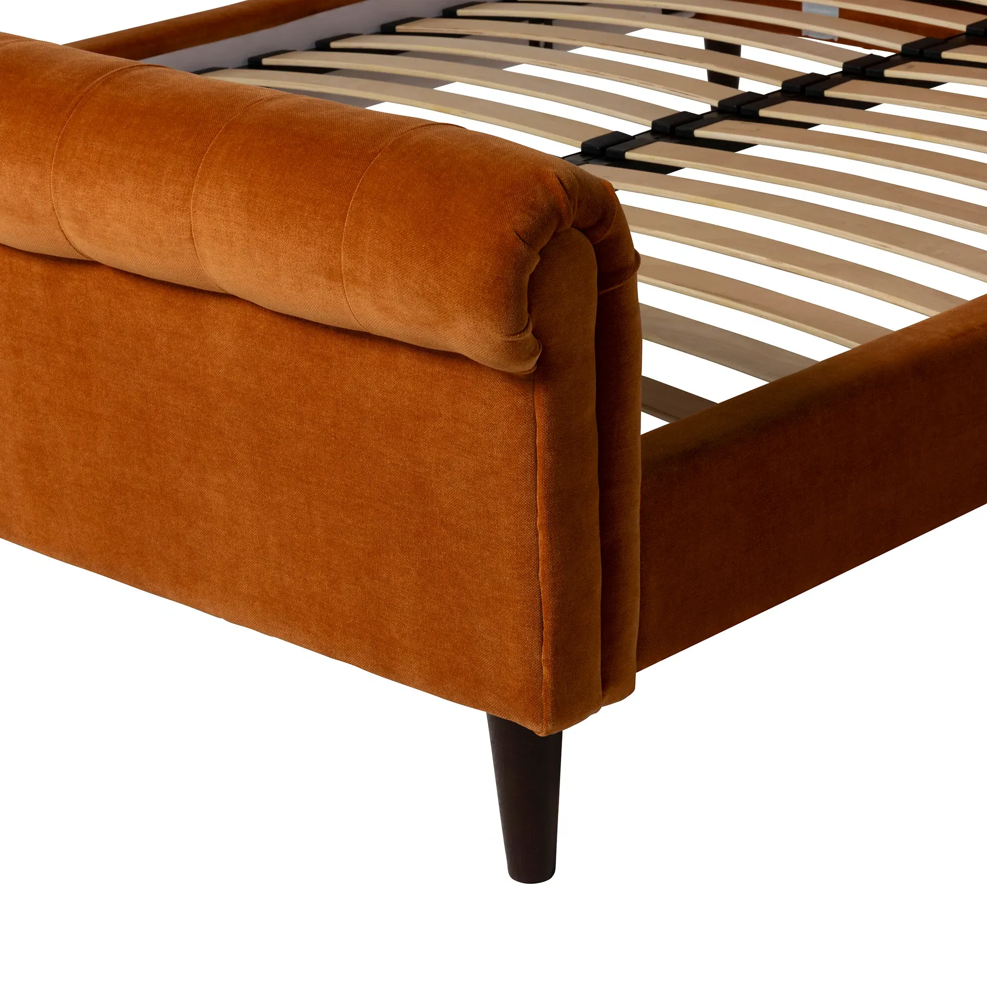 Hadley King Size Bed Frame - Orange, Velvet