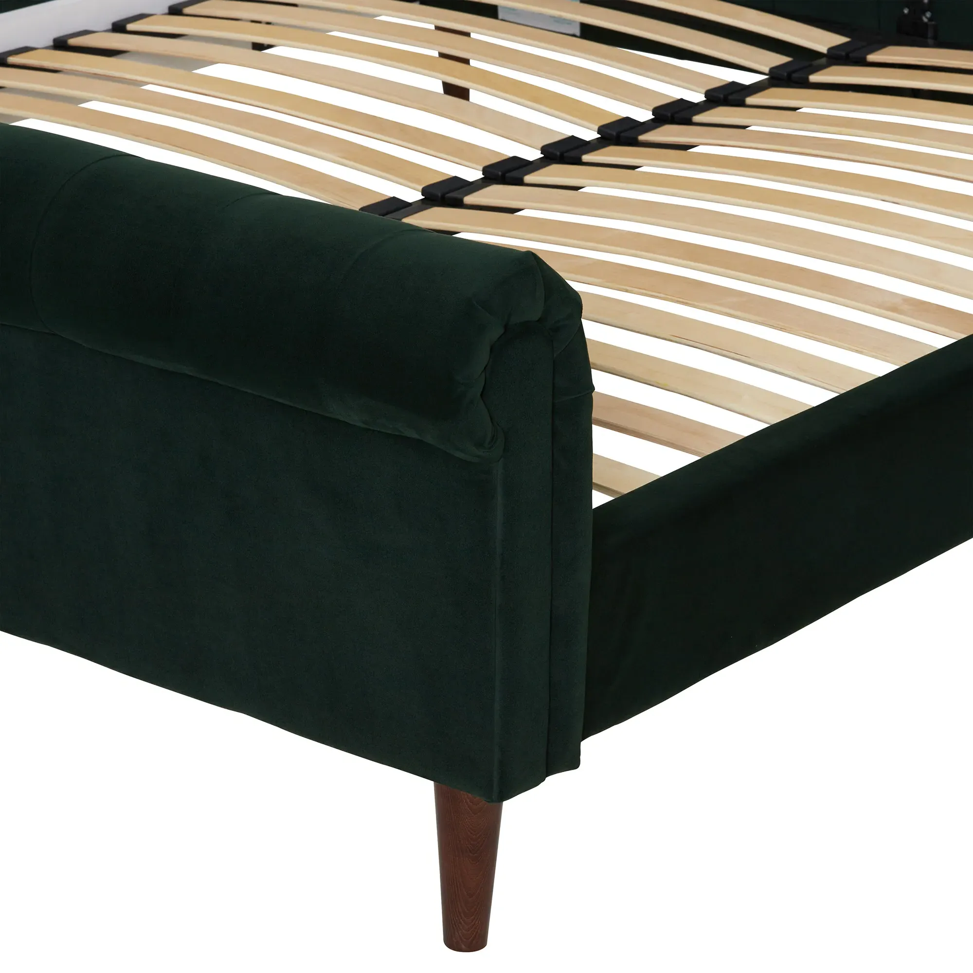 Hadley Super King Bed Frame - Green, Velvet