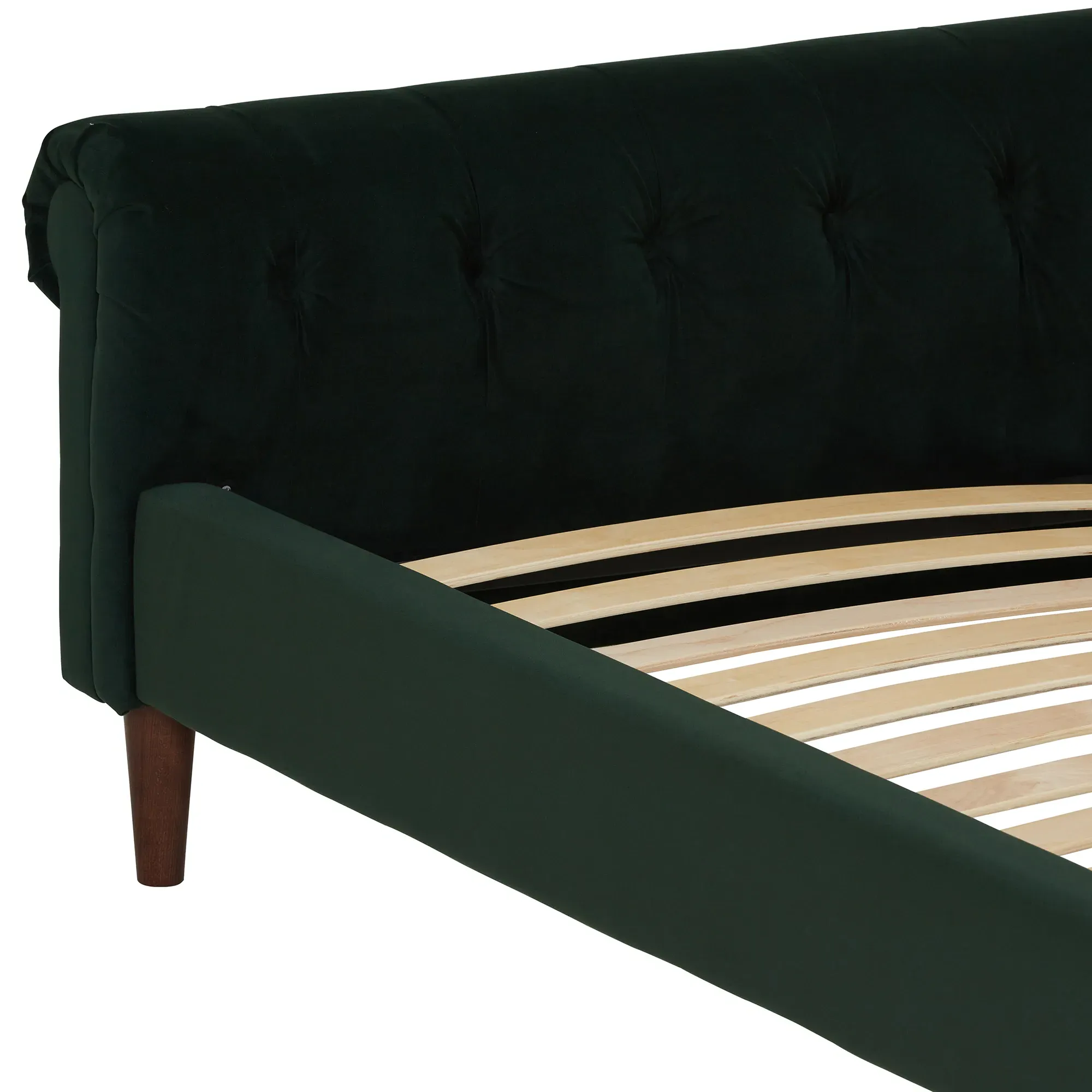Hadley Super King Bed Frame - Green, Velvet
