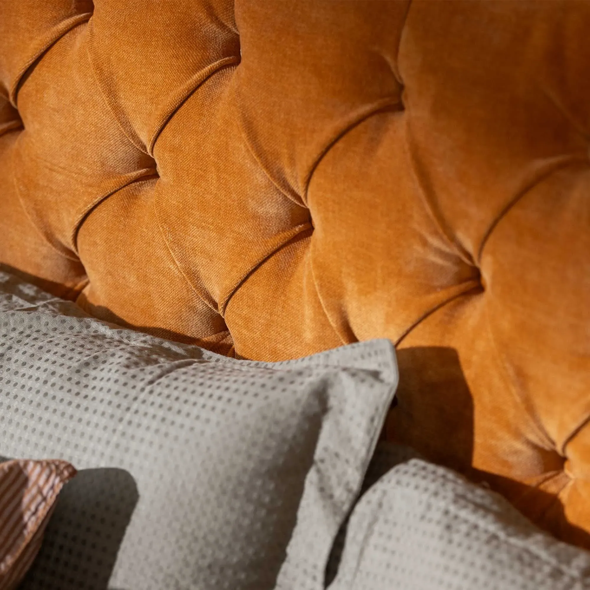 Hadley Super King Bed Frame - Orange, Velvet