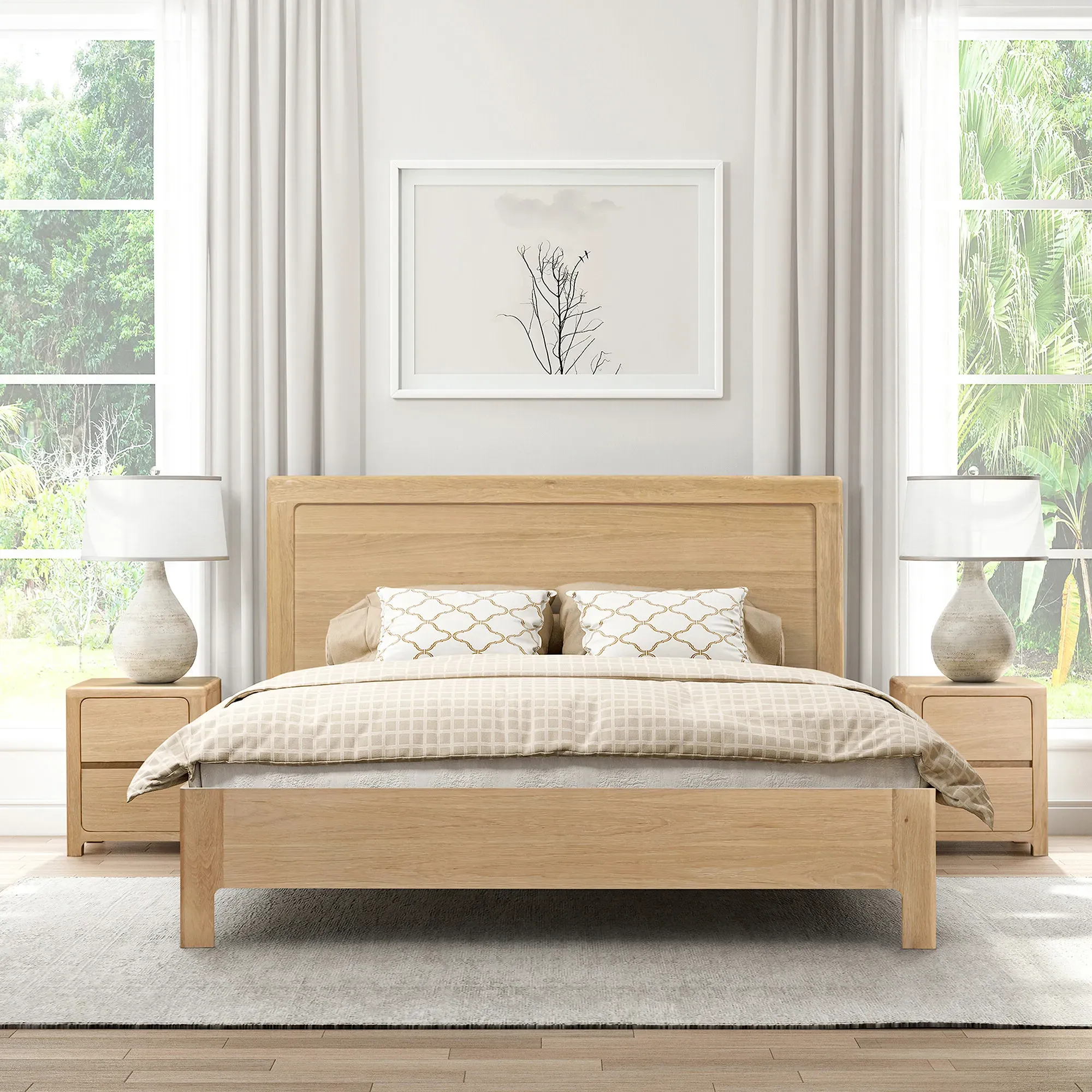 Hadrian King Size Bed Frame - Neutral, Oak