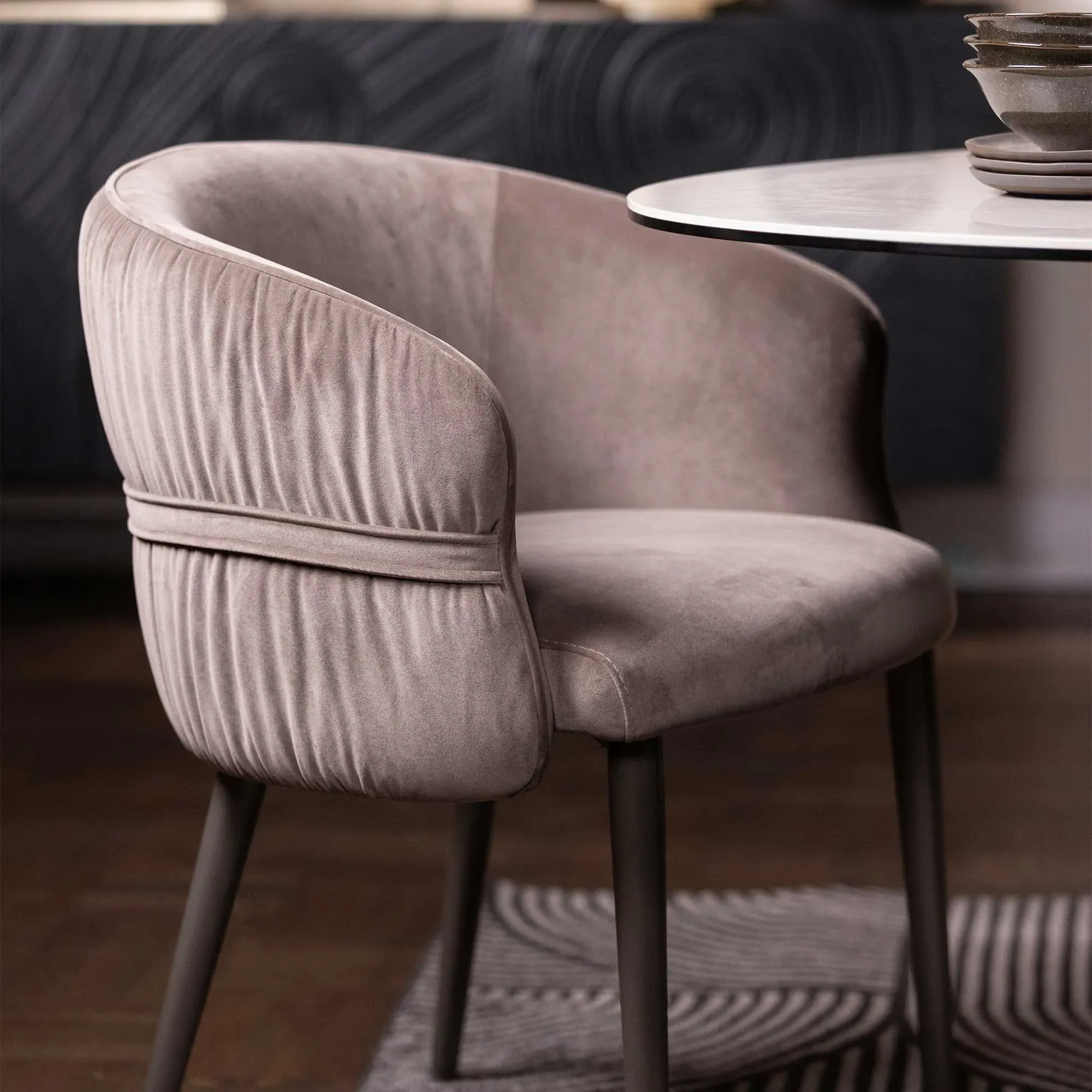 Halcyon Angled Dining Set with 4 Chairs - White, Ceramic