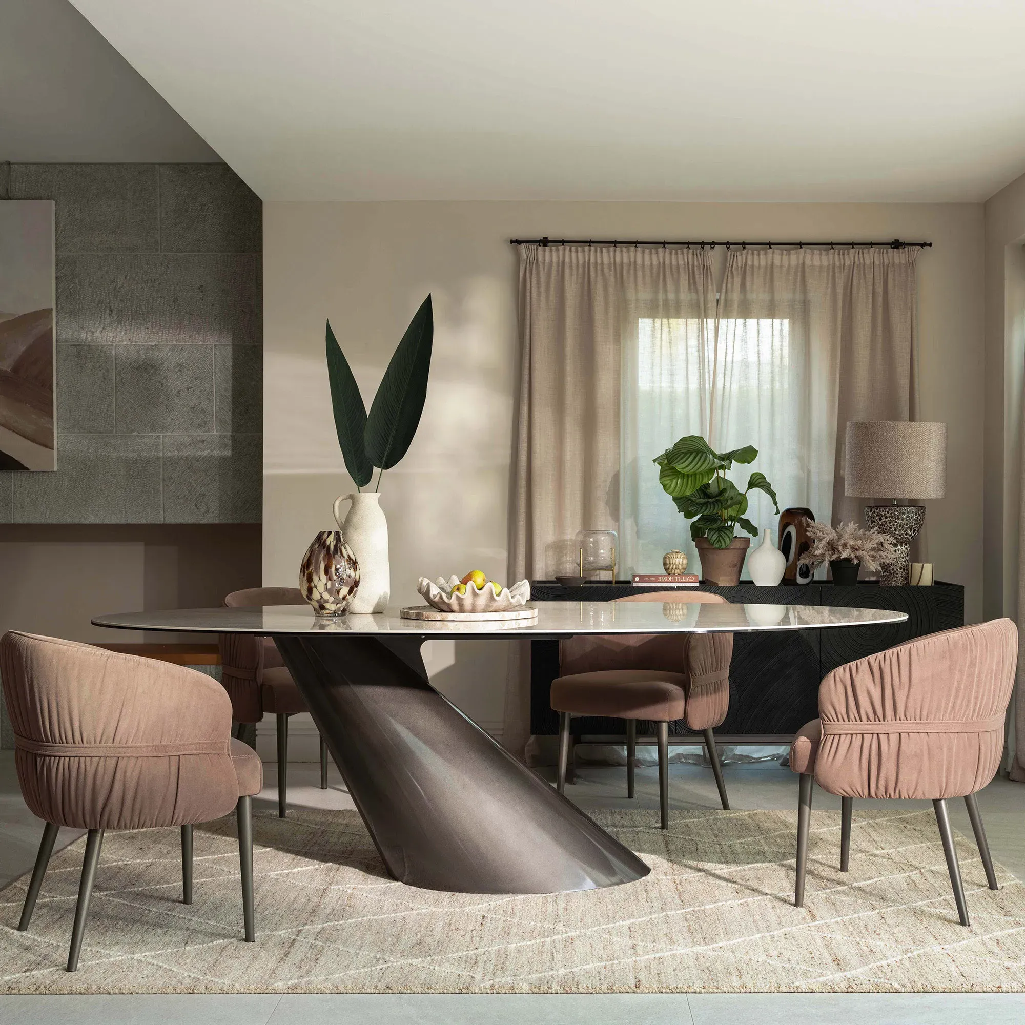 Halcyon Angled Dining Table - White, Ceramic