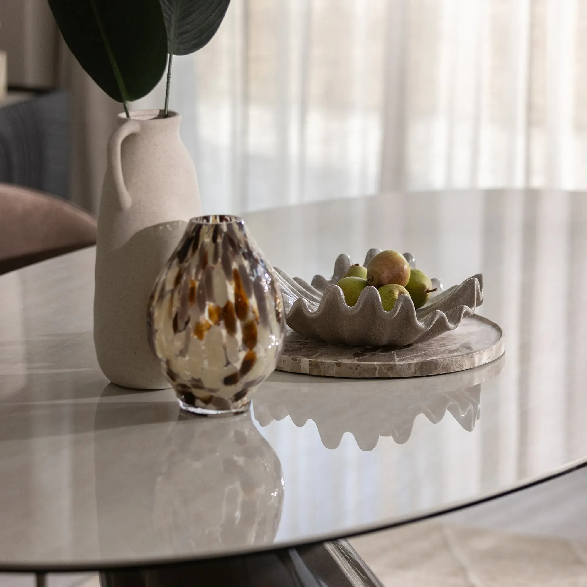 Halcyon Angled Dining Table - White, Ceramic