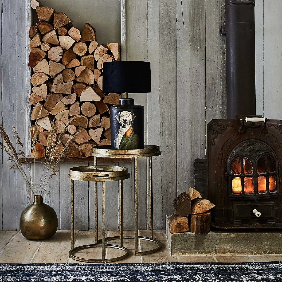 Hand Painted Dog Table Lamp - Metal