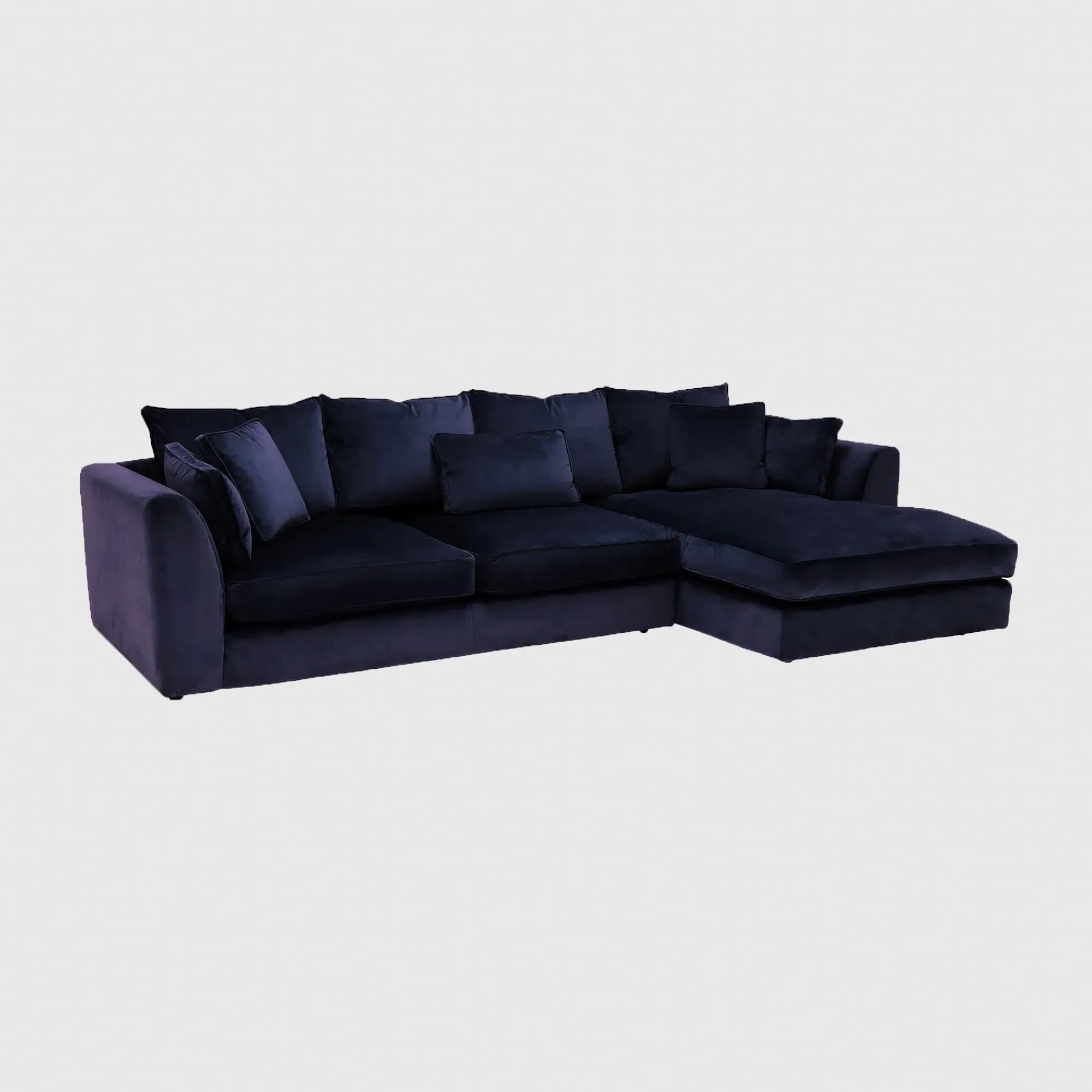 Harrington Large Chaise Corner Sofa Left - Navy, Fabric