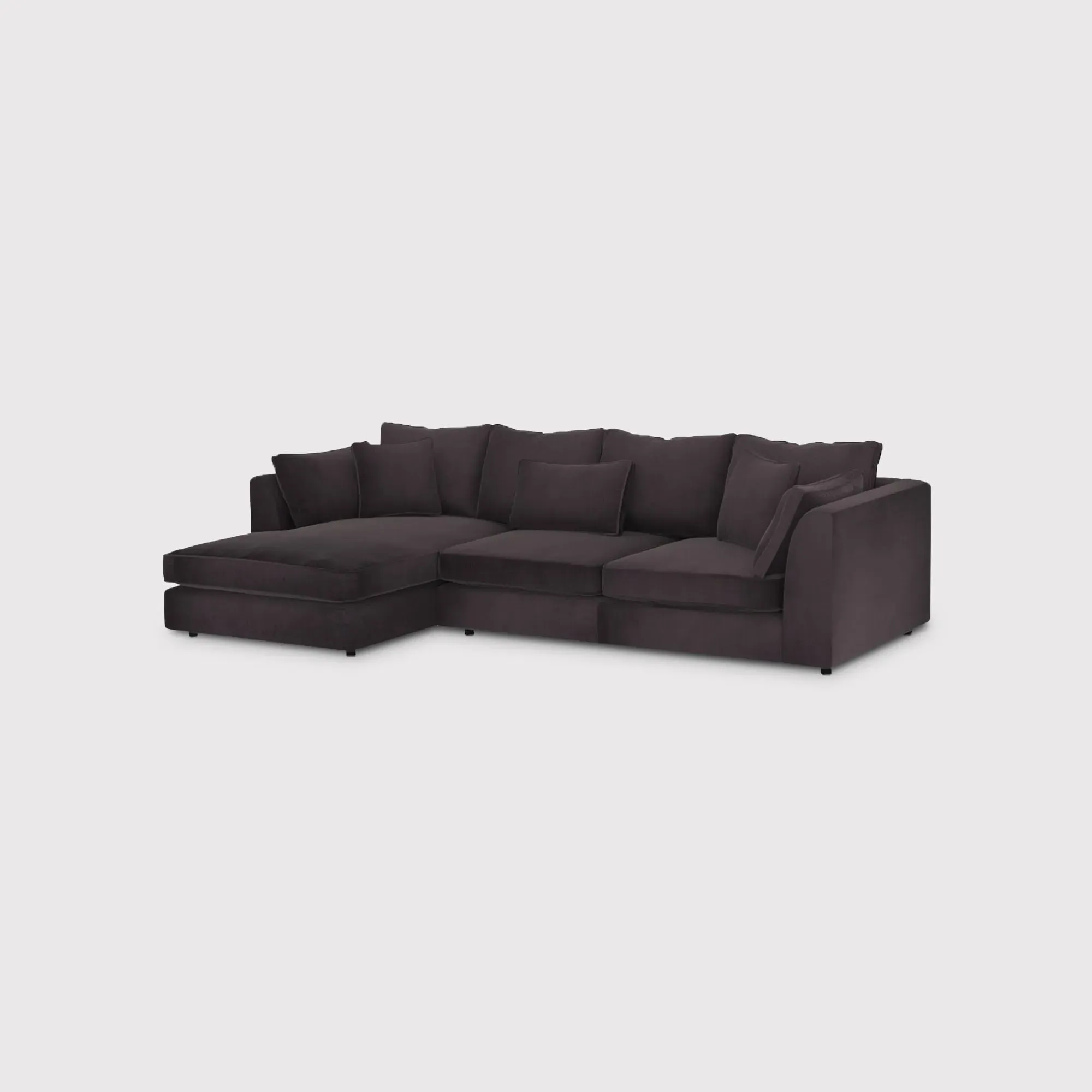 Harrington Large Chaise Corner Sofa Right - Black, Fabric