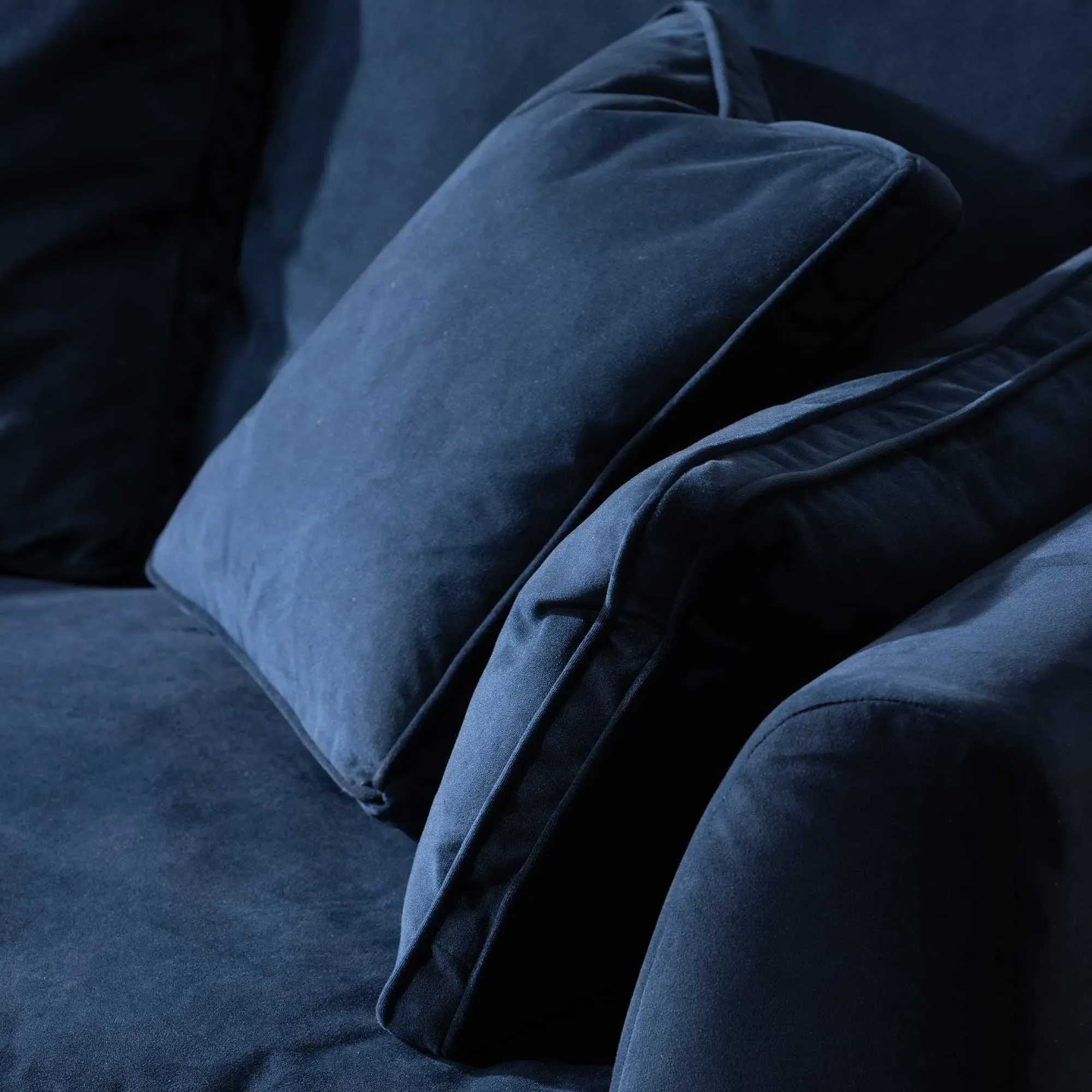 Harrington Large Chaise Corner Sofa Right - Navy, Velvet