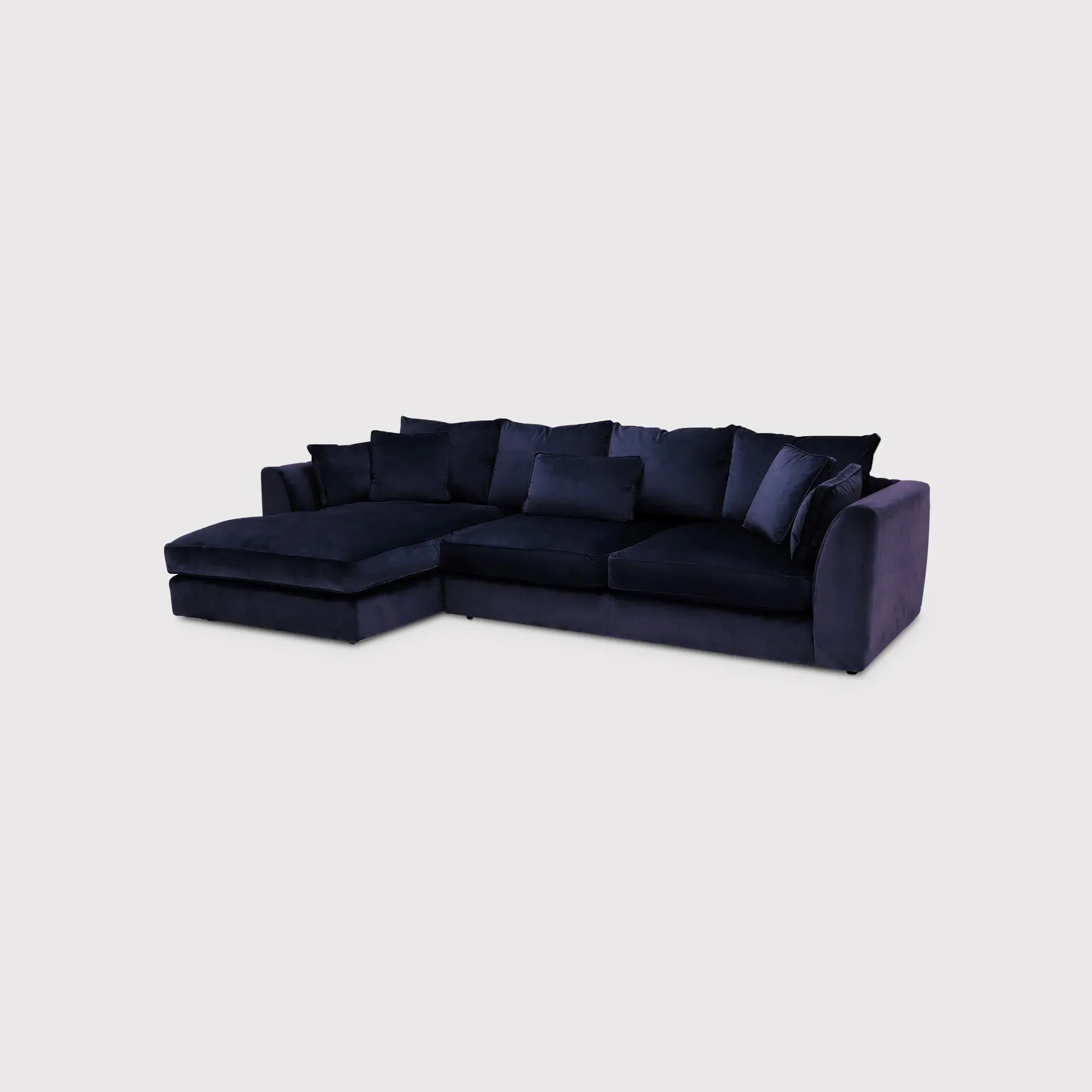 Harrington Large Chaise Corner Sofa Right - Navy, Velvet