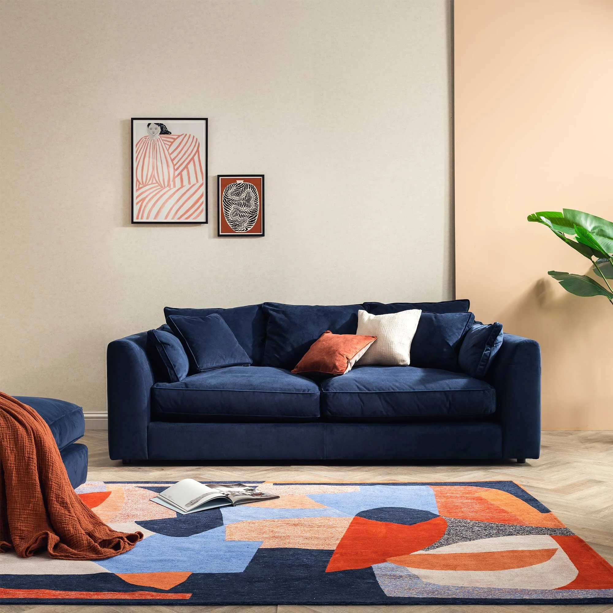 Harrington Large Sofa - Navy, Fabric