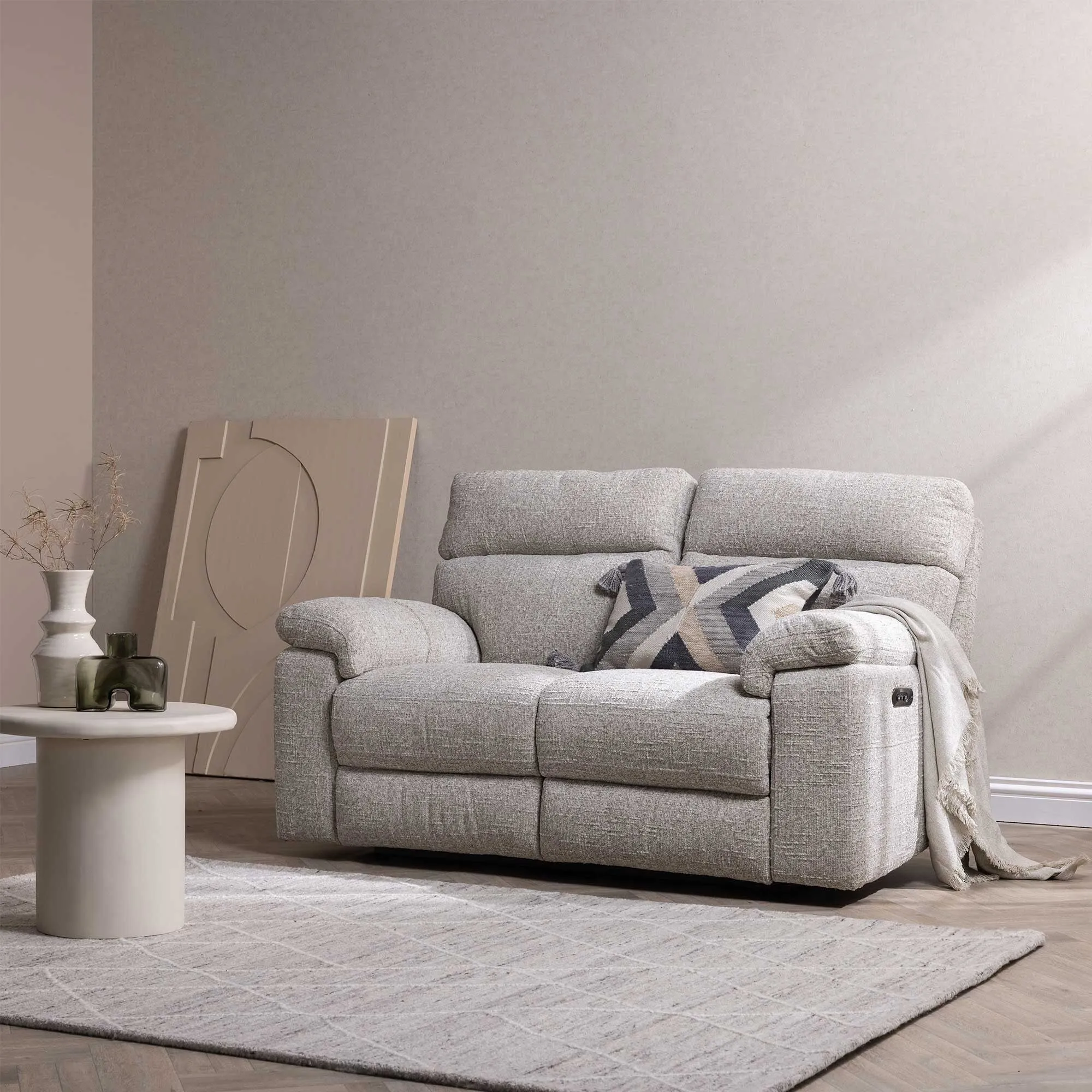 Hawkin 2-Seater Sofa with Zero Gravity Recliner - Neutral