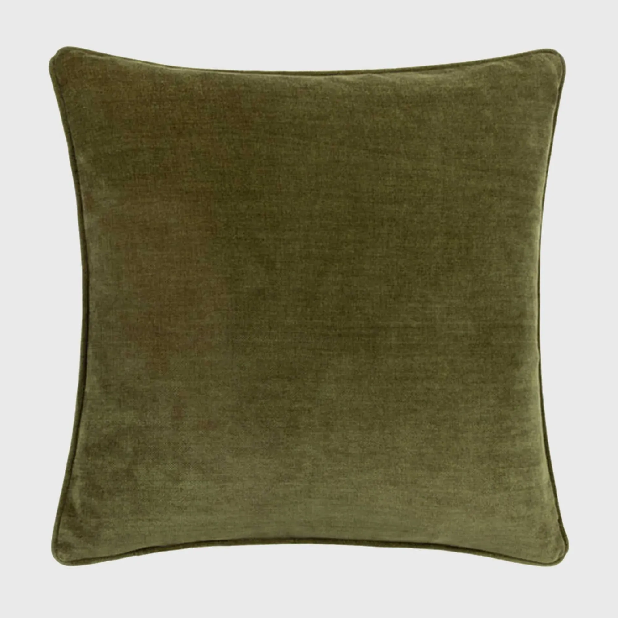 Heavy Chenille Square Cushion with Piping - Green, Polyester image