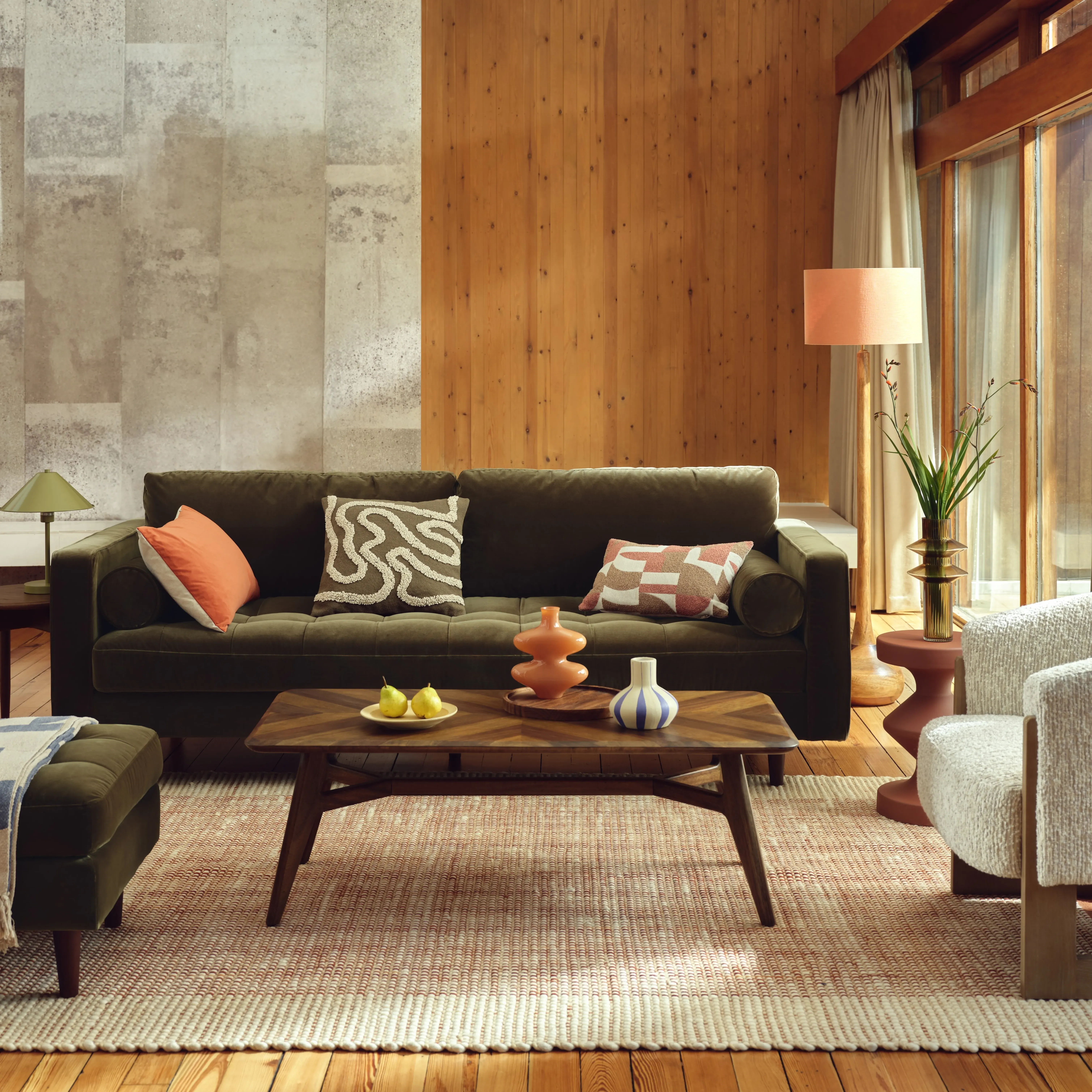 Hemingway 3-Seater Sofa - Green, Velvet