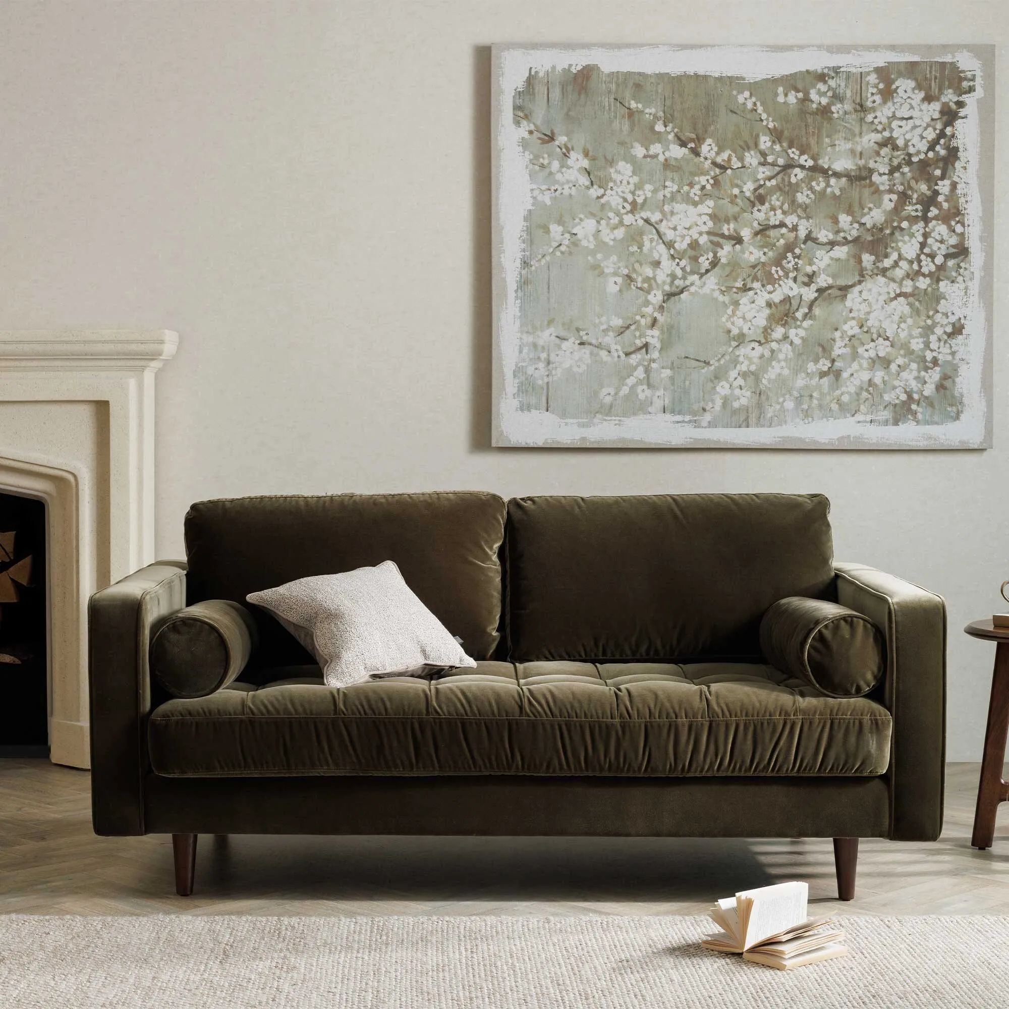 Hemingway Large 2-Seater Sofa - Green, Velvet