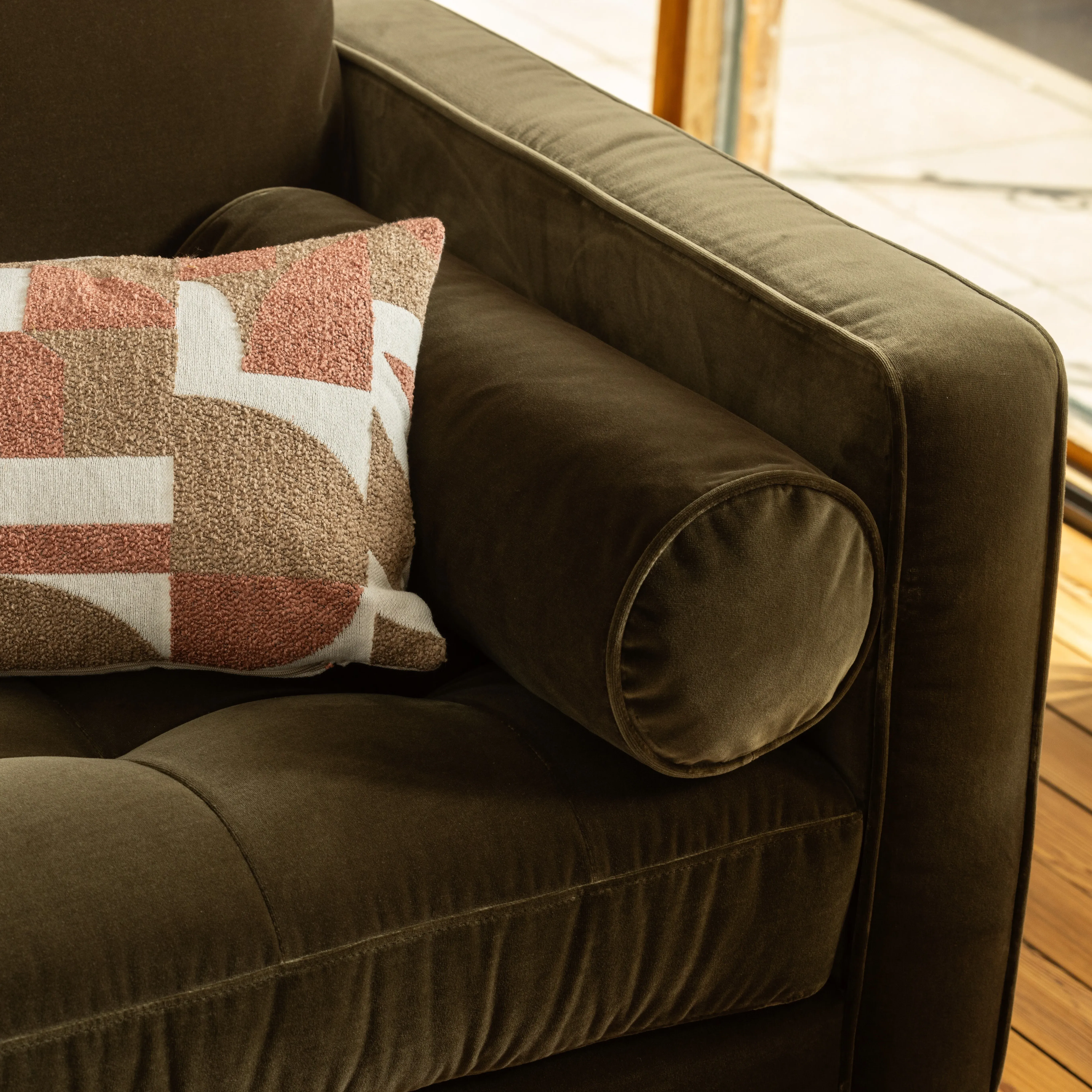 Hemingway Large 2-Seater Sofa - Green, Velvet