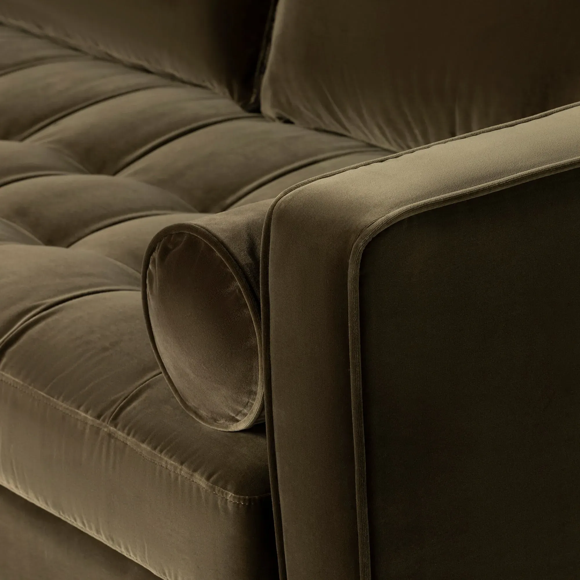 Hemingway Large 2-Seater Sofa - Green, Velvet