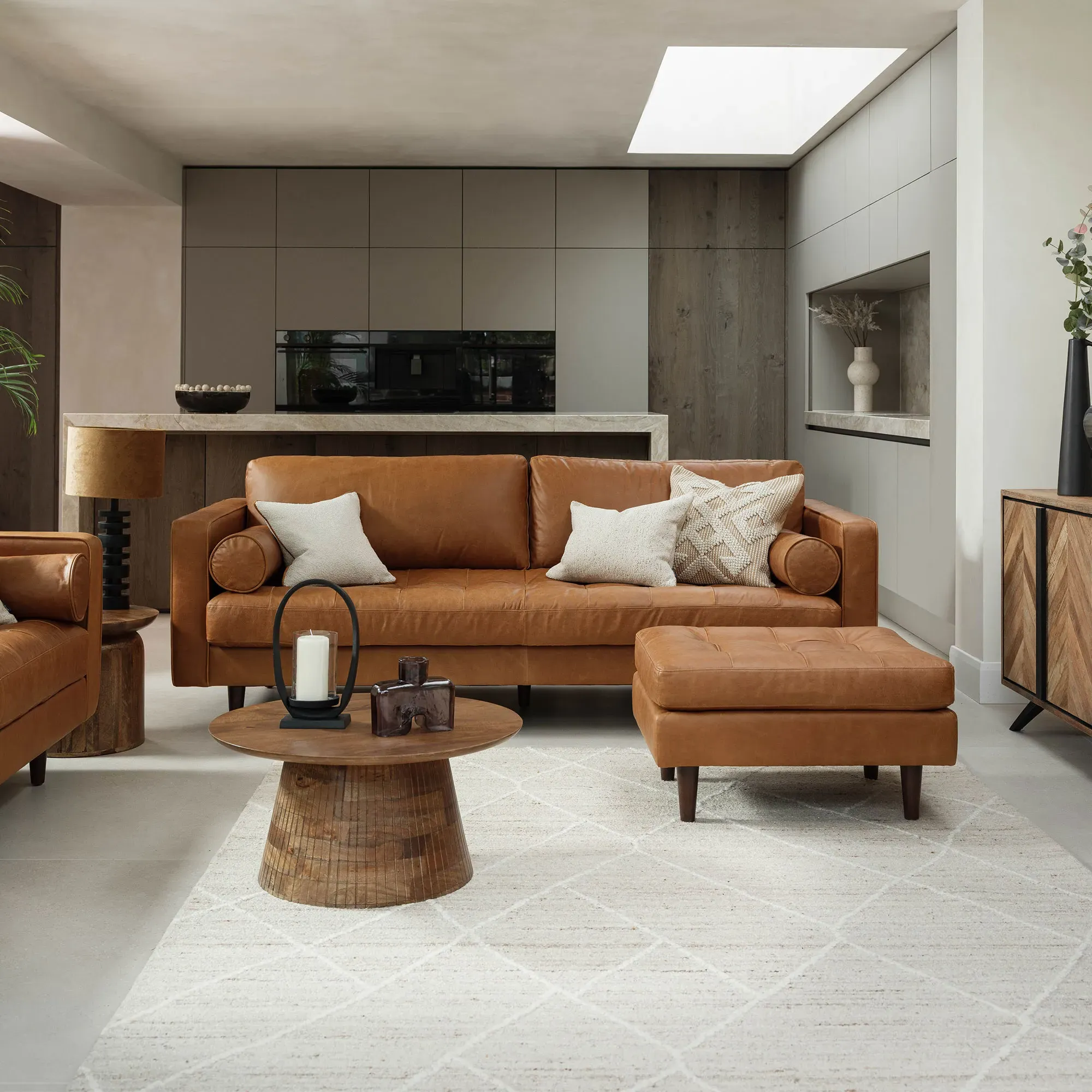 Hemingway Ottoman - Brown, Leather