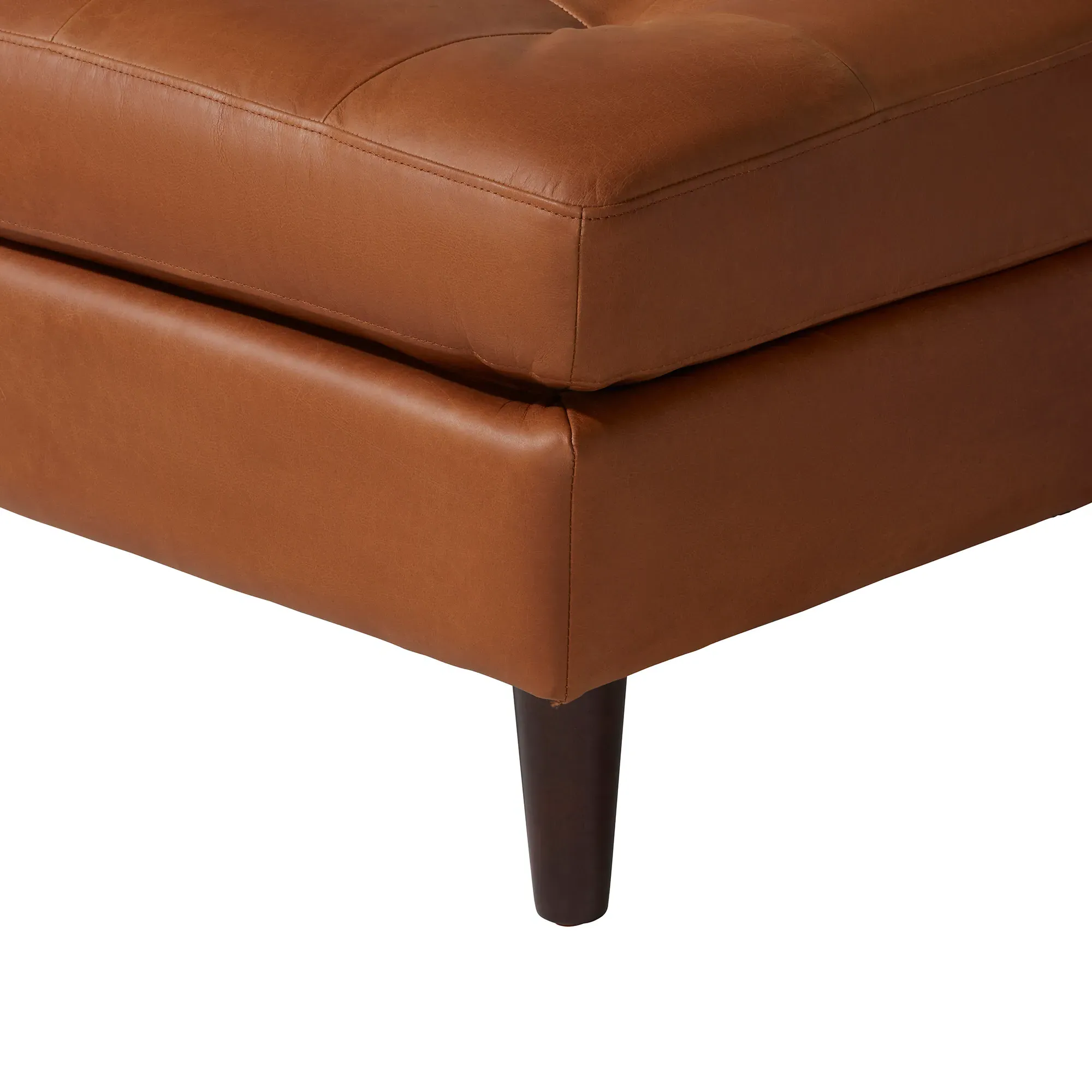 Hemingway Ottoman - Brown, Leather