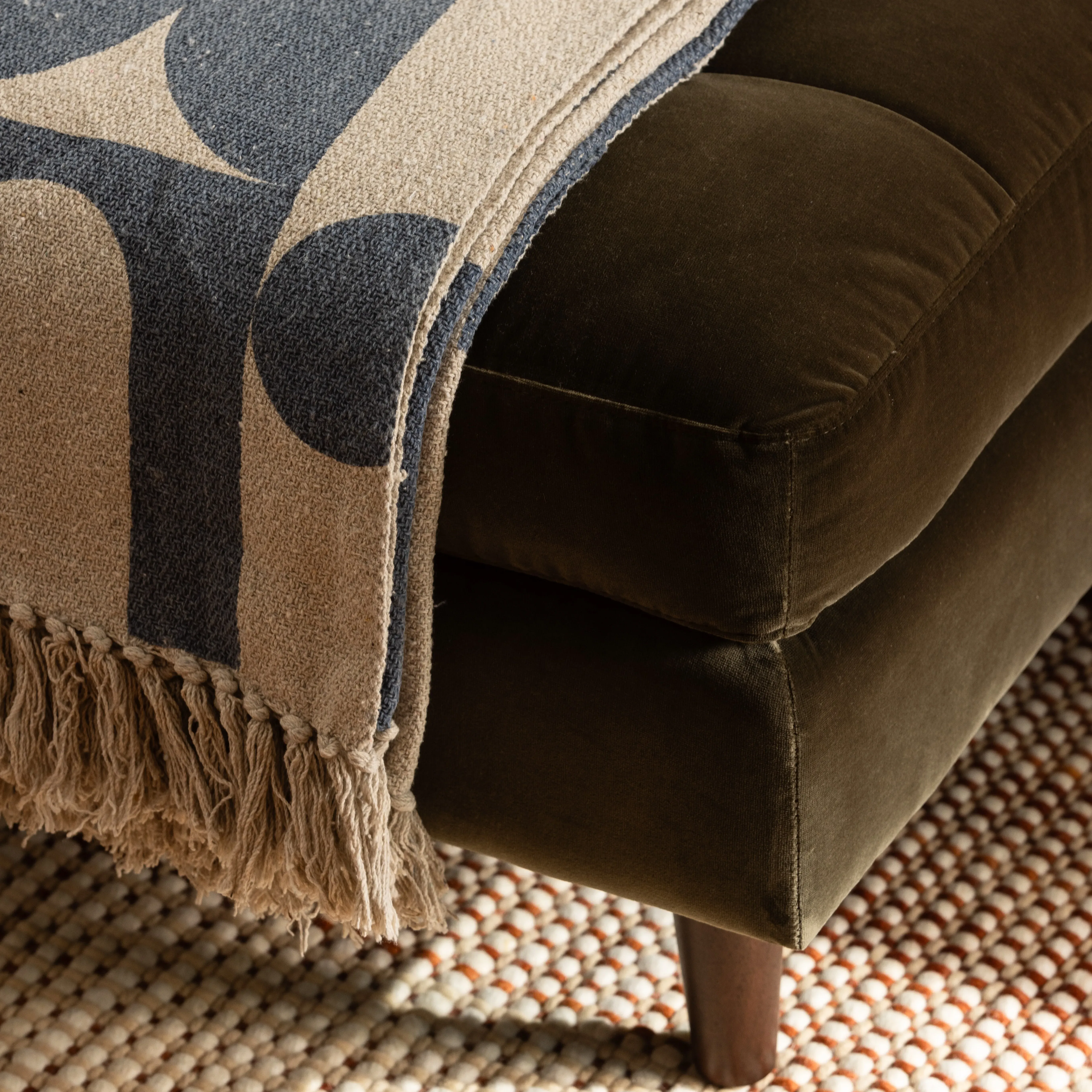 Hemingway Ottoman - Green, Velvet