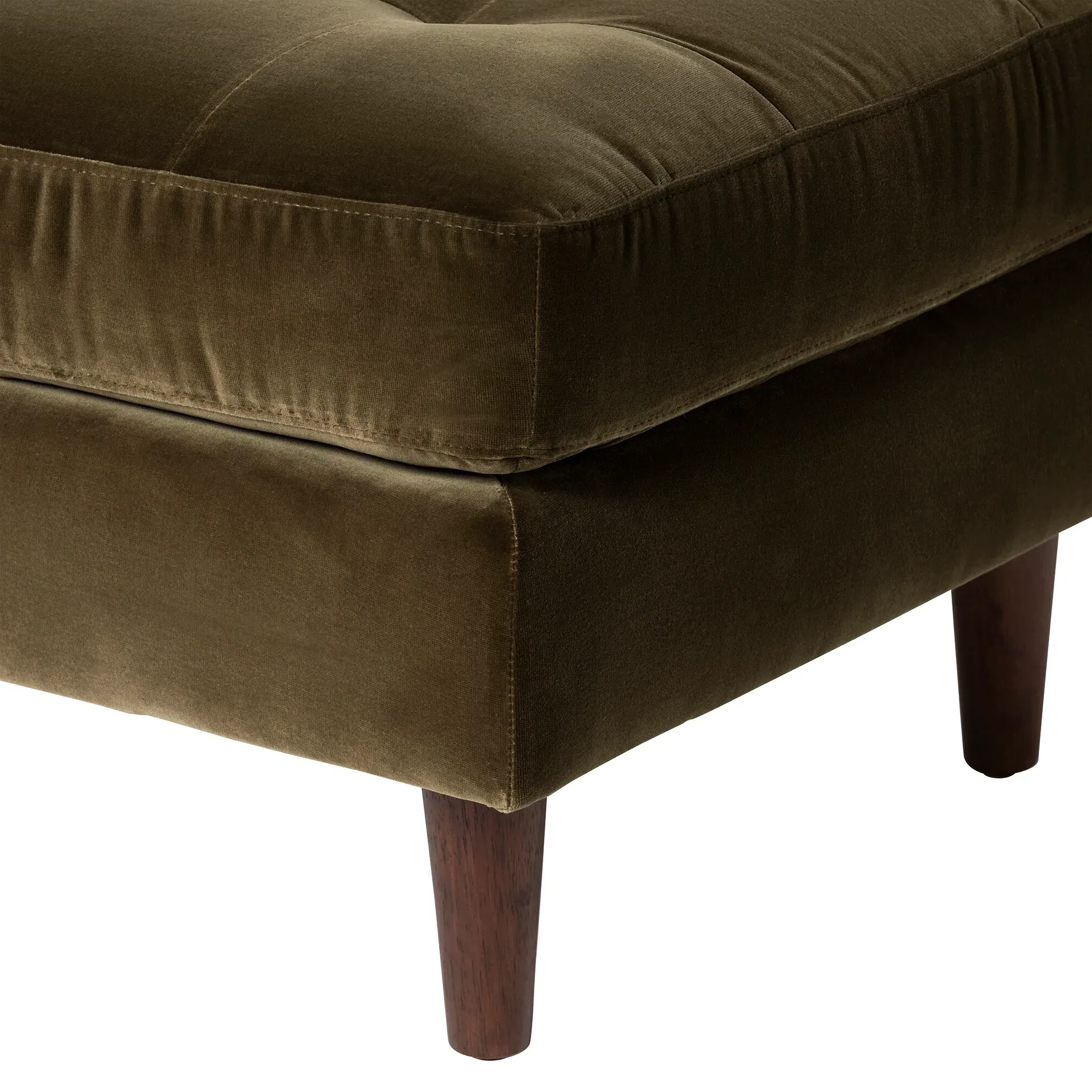 Hemingway Ottoman - Green, Velvet