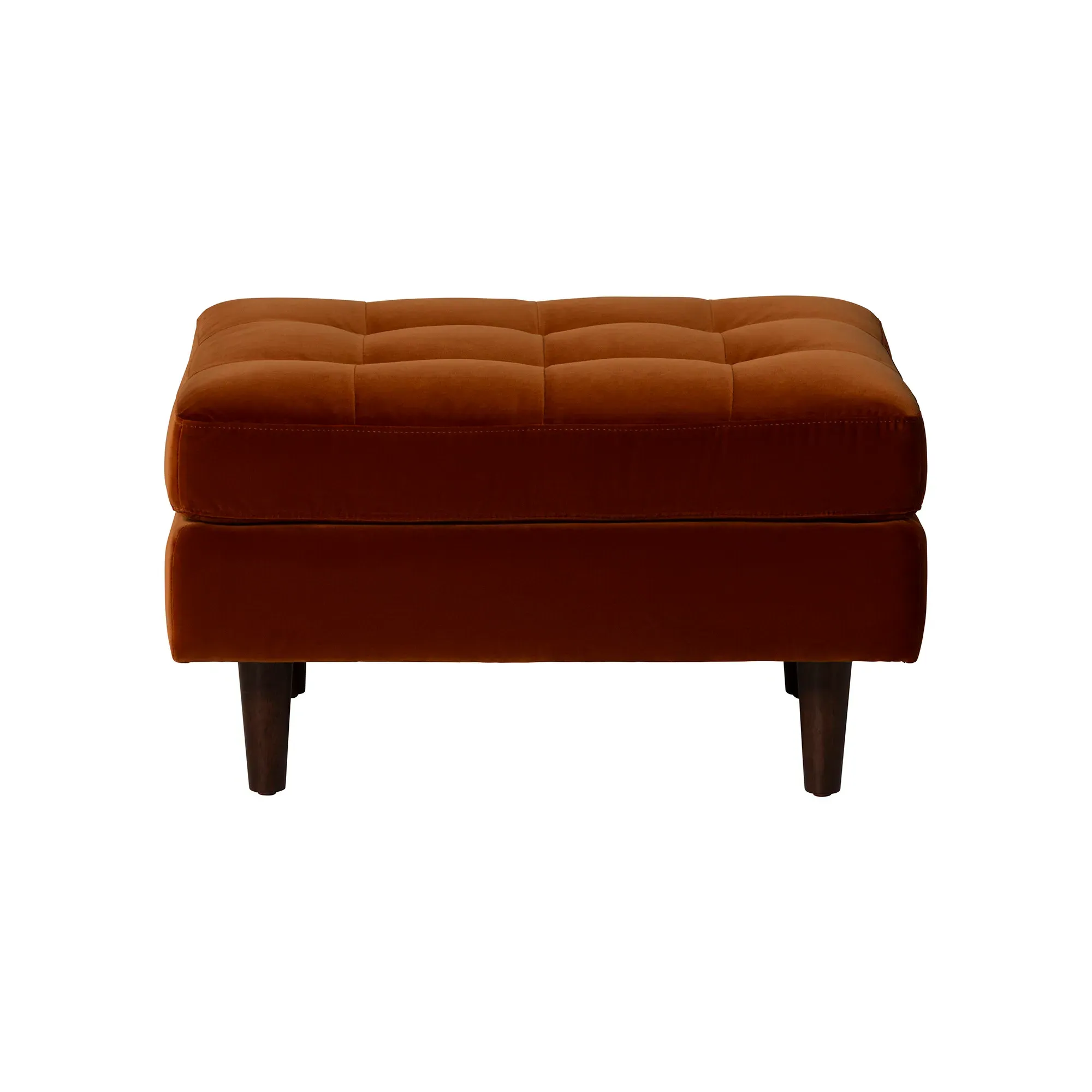 Hemingway Ottoman - Orange, Velvet