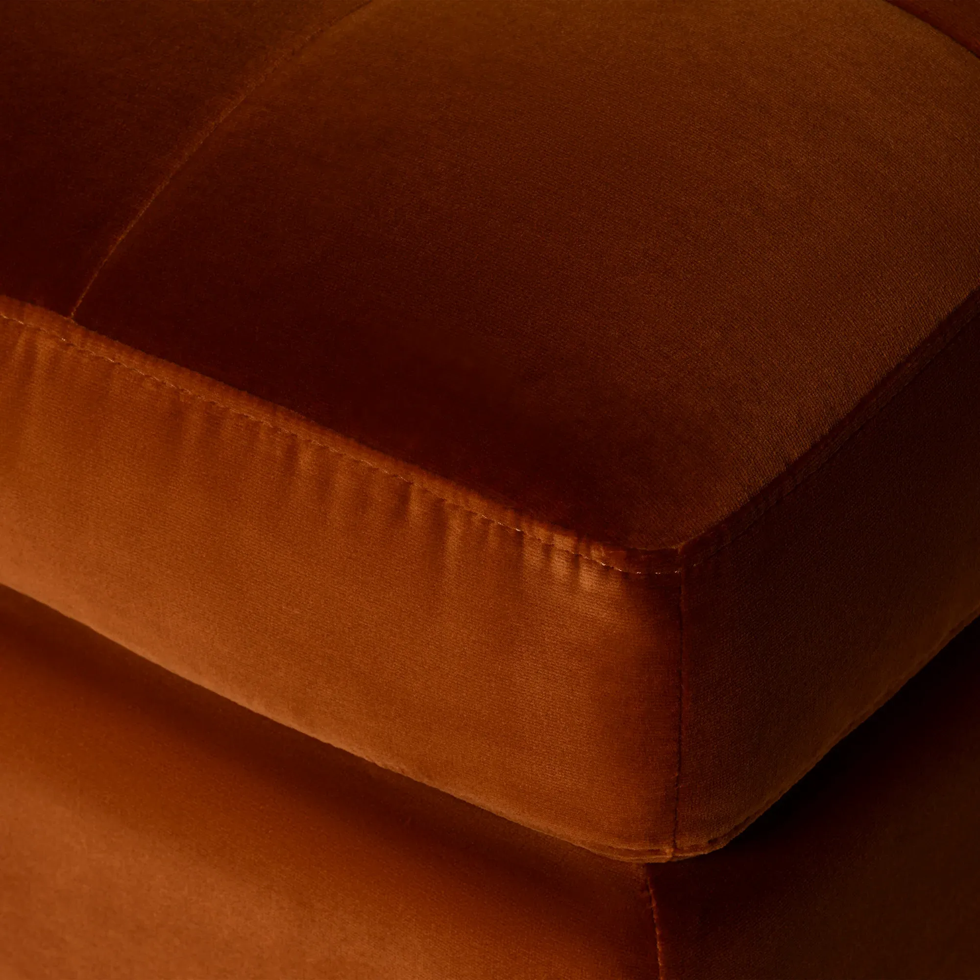 Hemingway Ottoman - Orange, Velvet