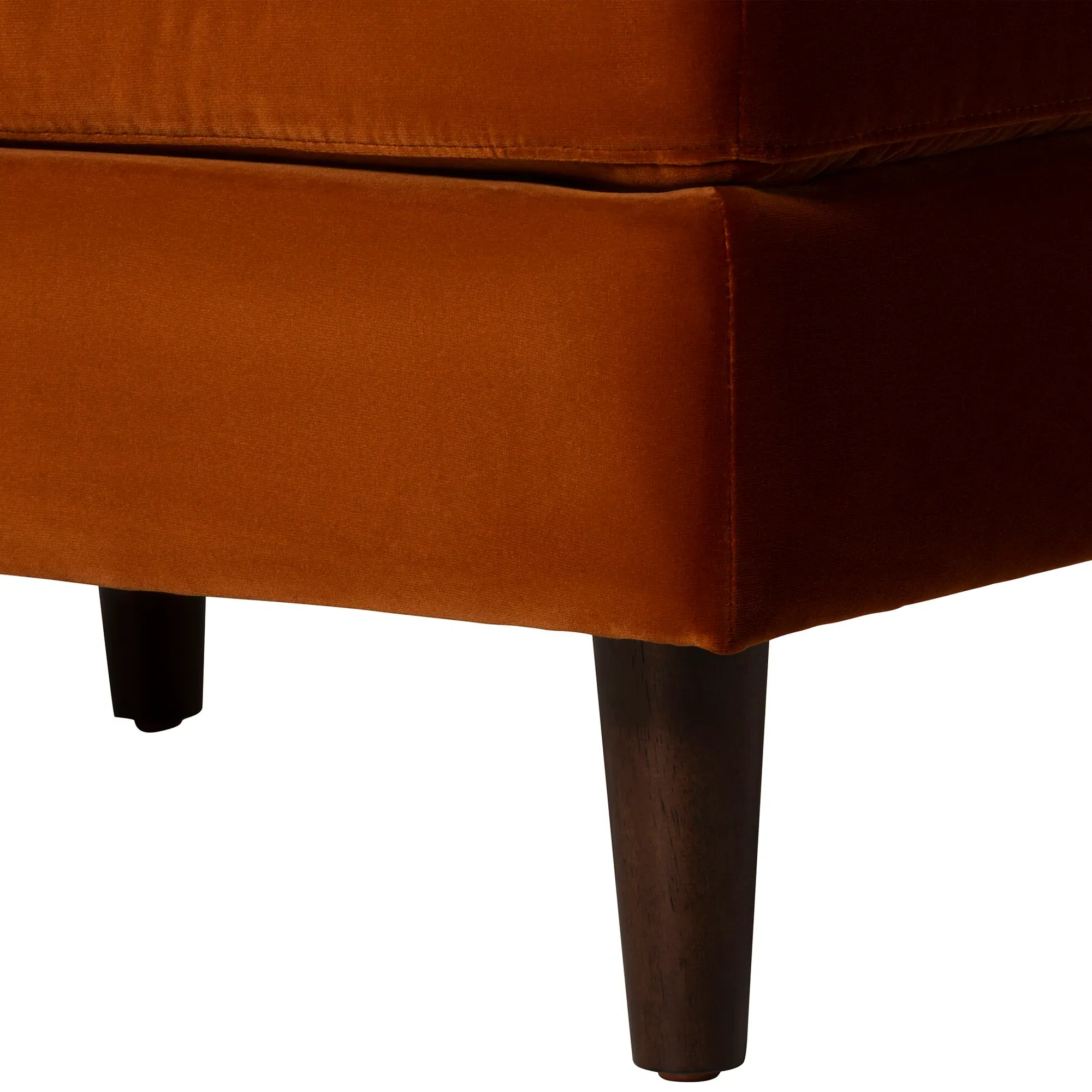 Hemingway Ottoman - Orange, Velvet