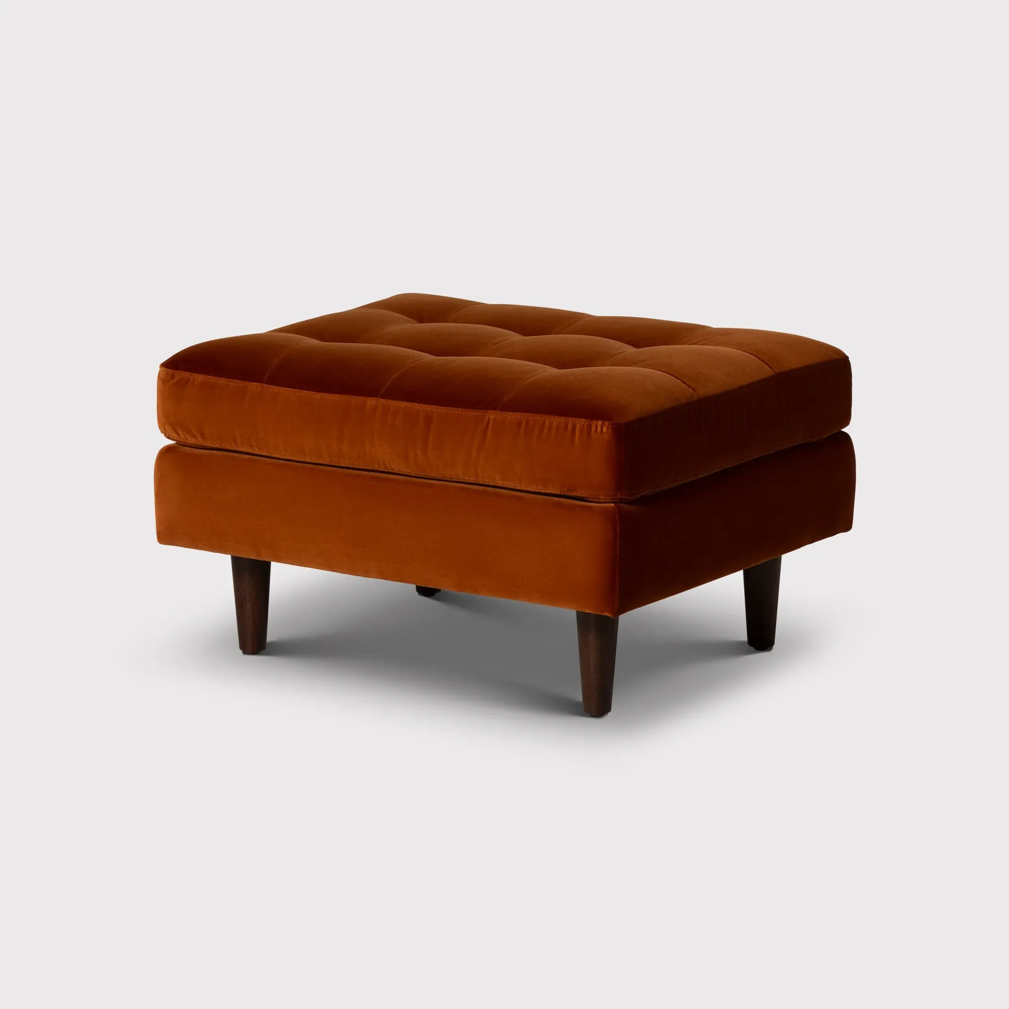 Hemingway Ottoman - Orange, Velvet
