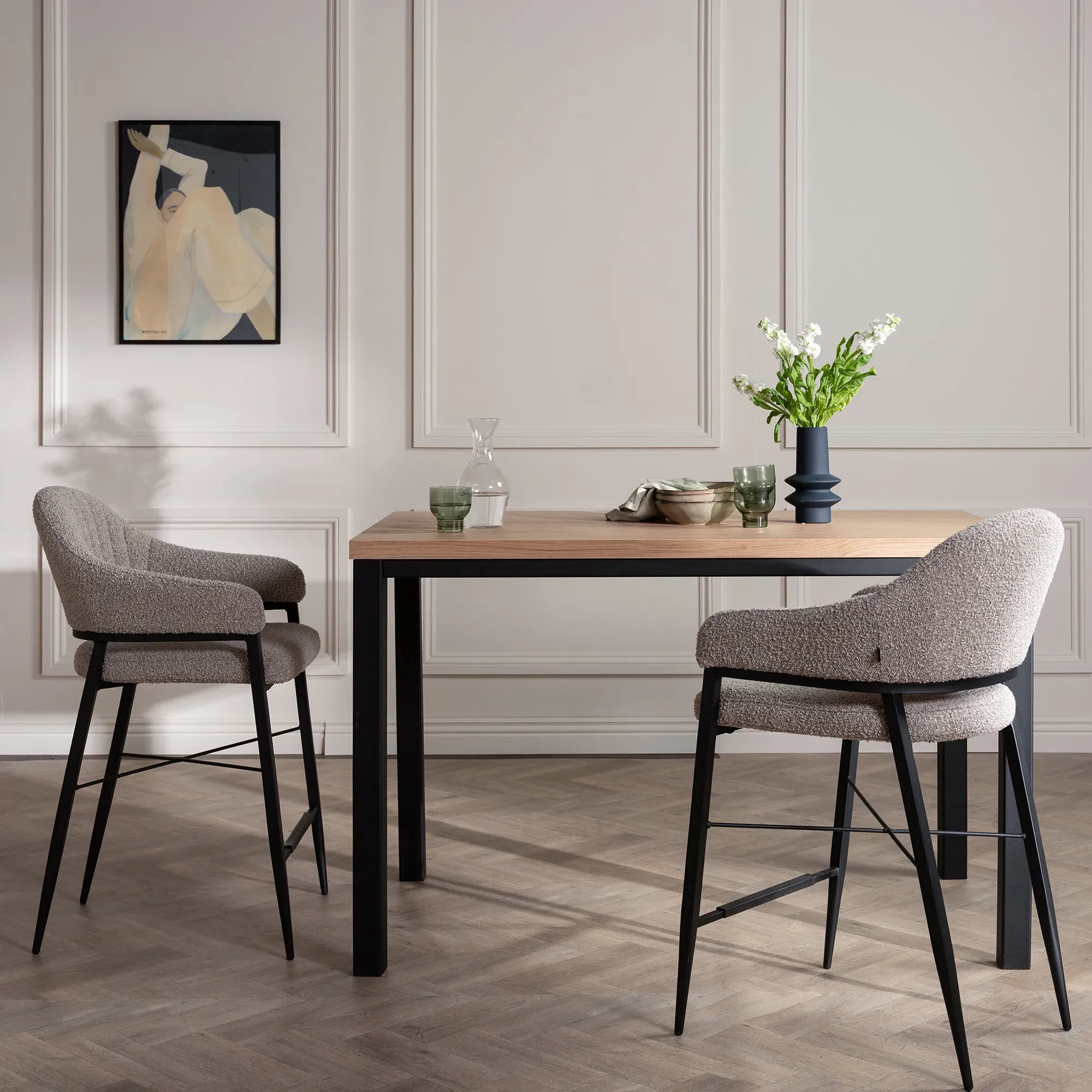 Hinoki Bar Stool - Neutral, Fabric
