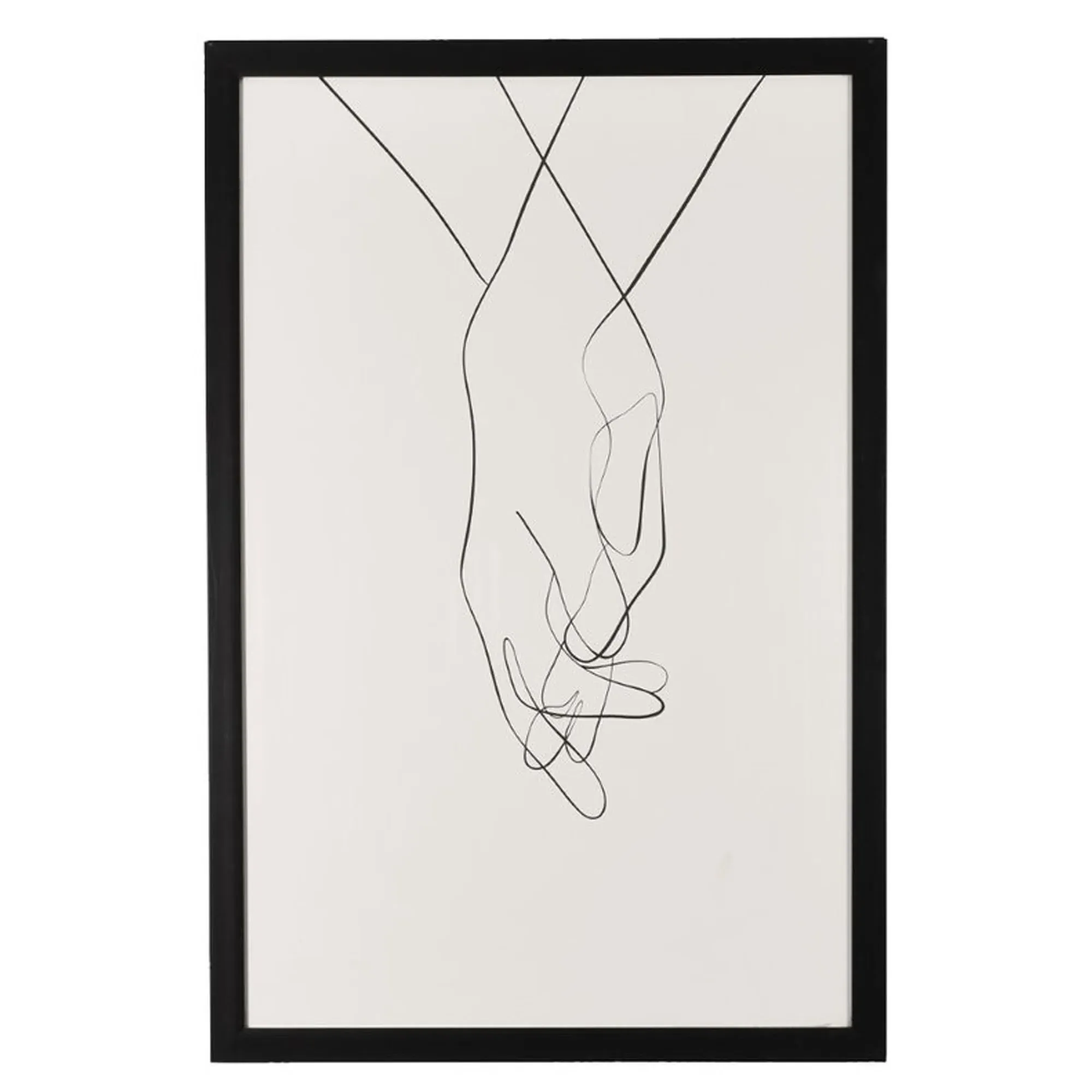 Holding Hands Square Framed Print - Black, MDF product