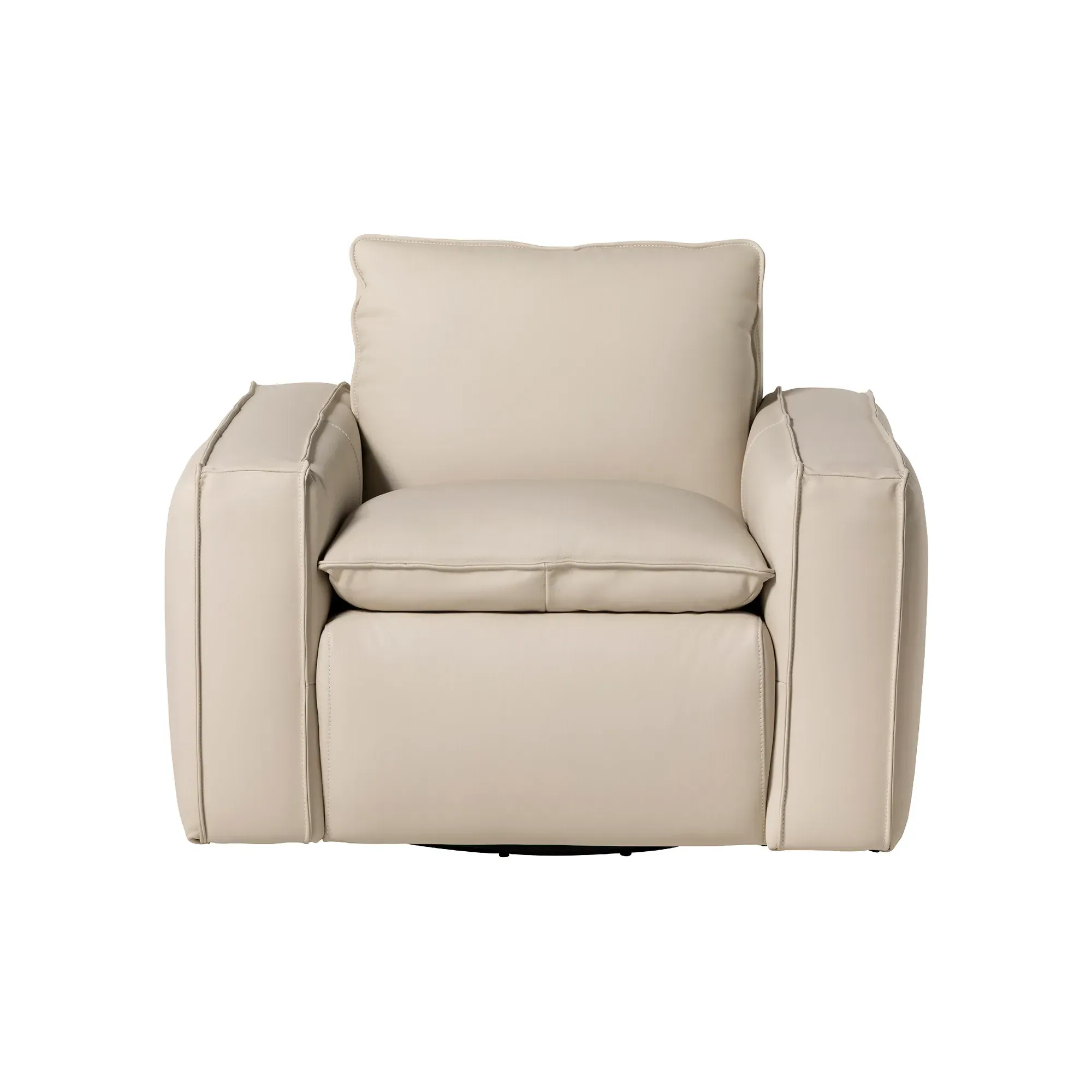 Holloway Swivel Armchair - Neutral, Leather
