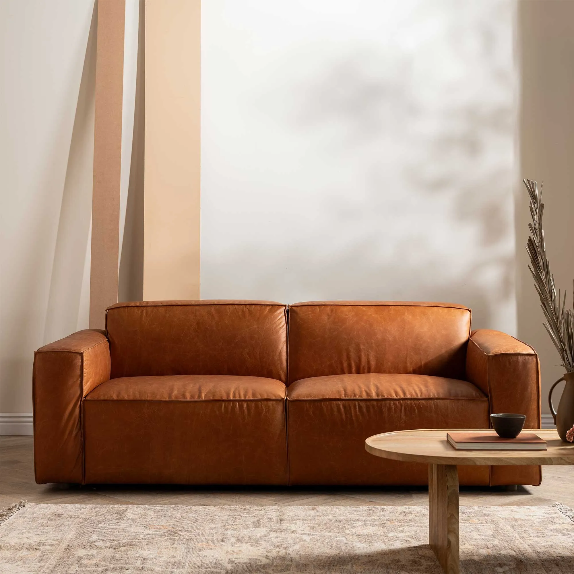 Horne 2-Seater Sofa - Brown, Leather