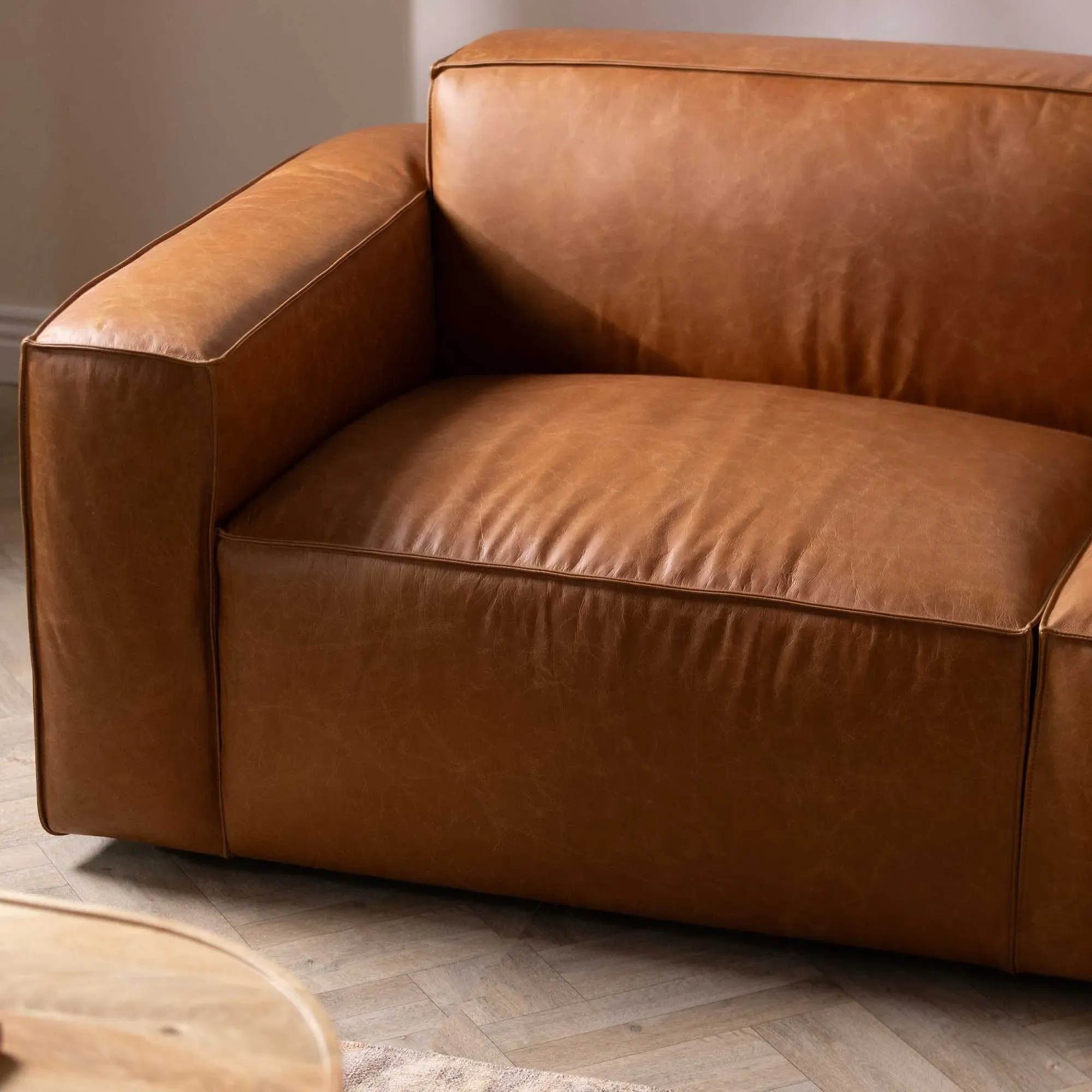 Horne 2-Seater Sofa - Brown, Leather