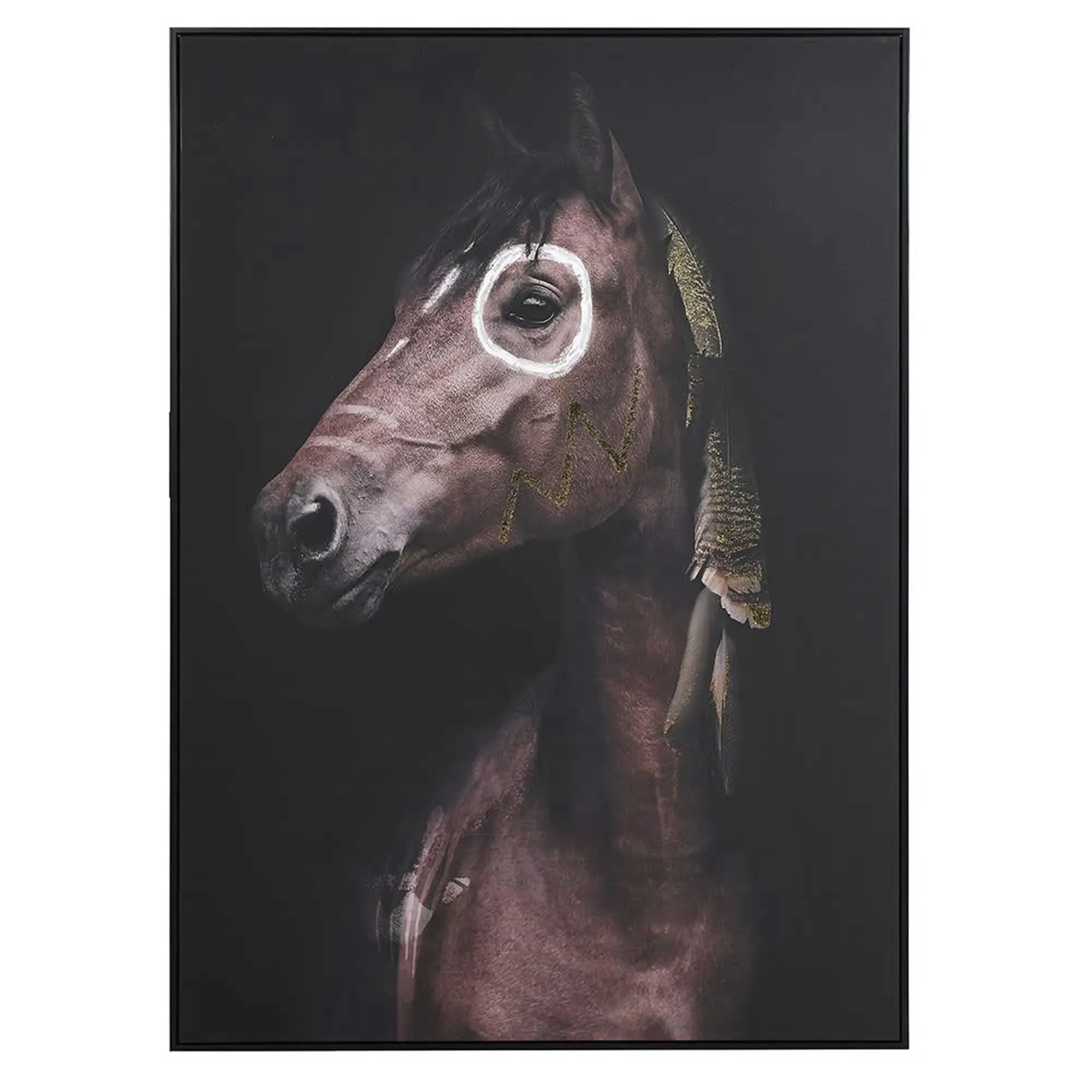 Horse Square Canvas Print - Brown, Pine Wood