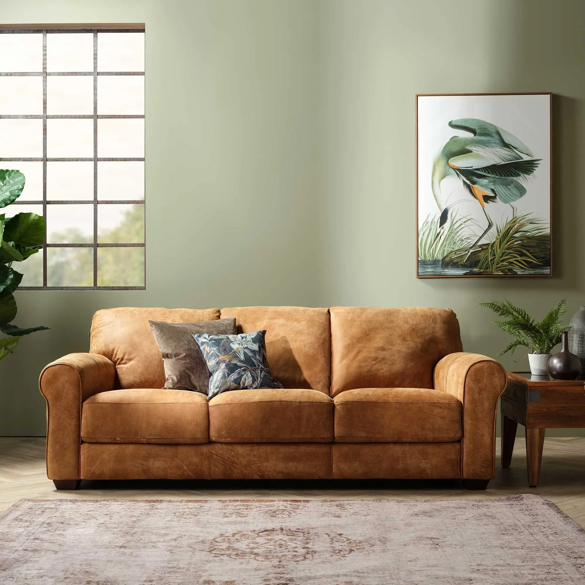 Houston 3-Seater Sofa - Brown, Leather