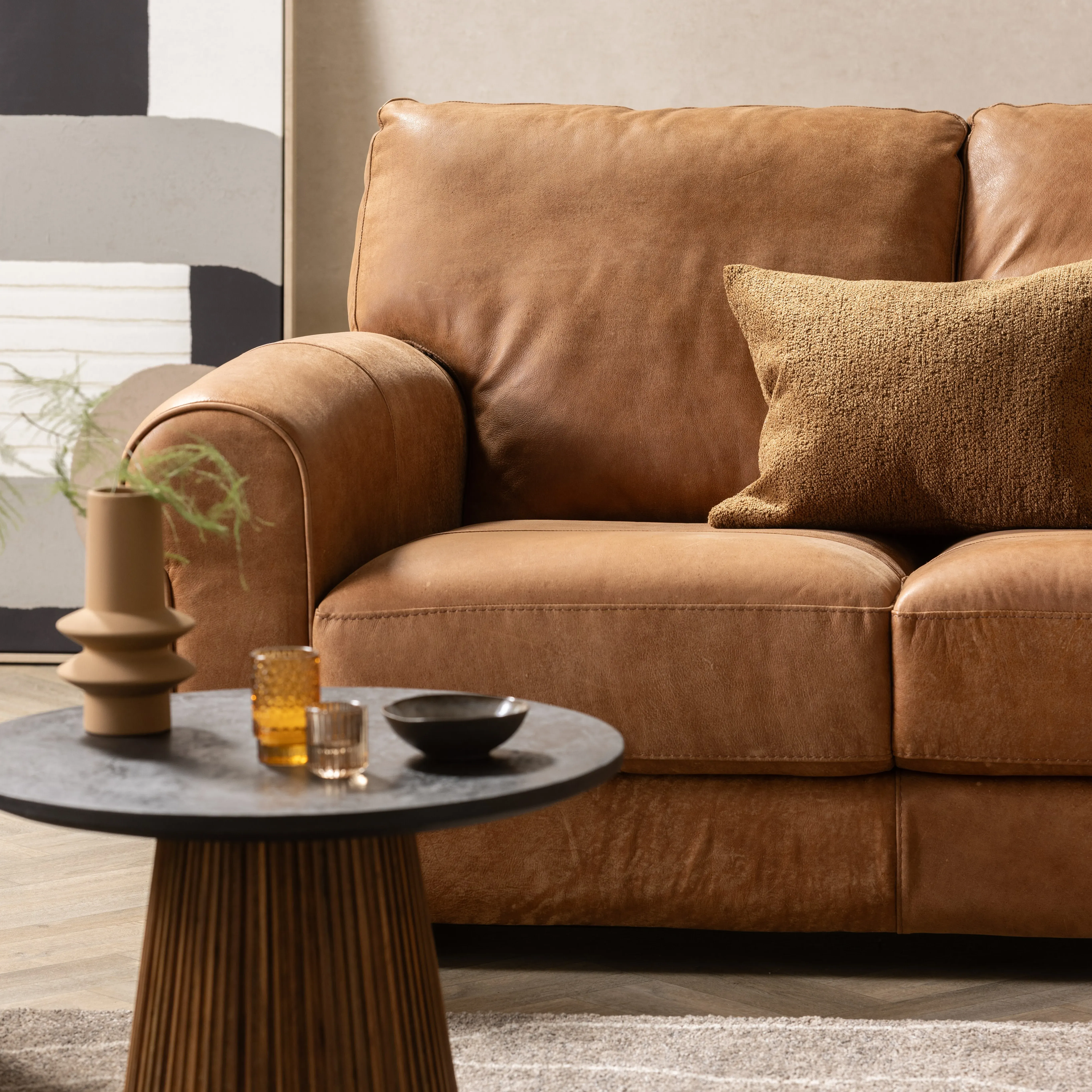 Houston 3-Seater Sofa - Brown, Leather