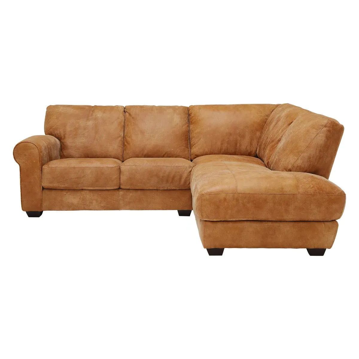 Houston Corner Chaise Sofa with Footstool - Brown, Leather