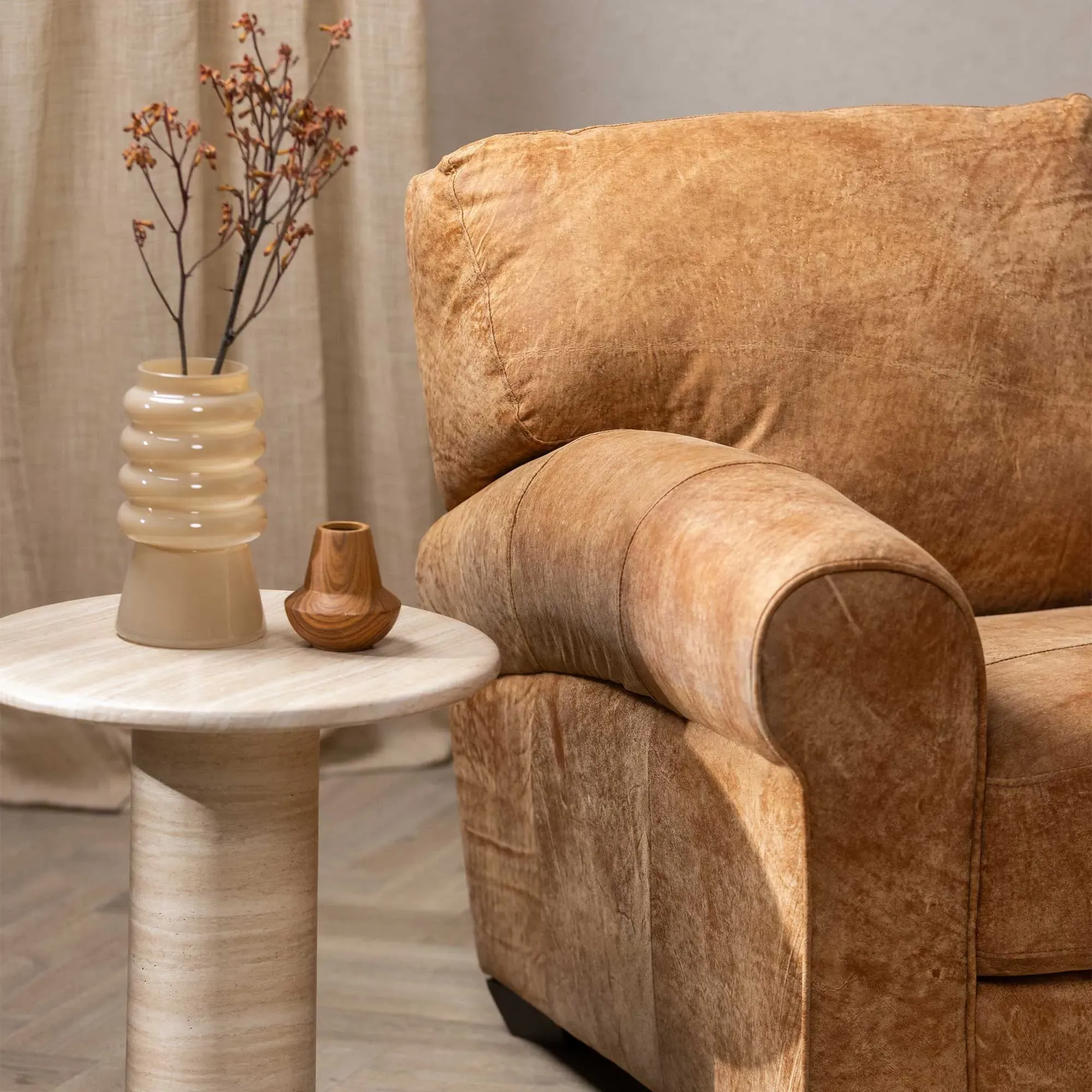 Houston Corner Chaise Sofa with Footstool - Brown, Leather