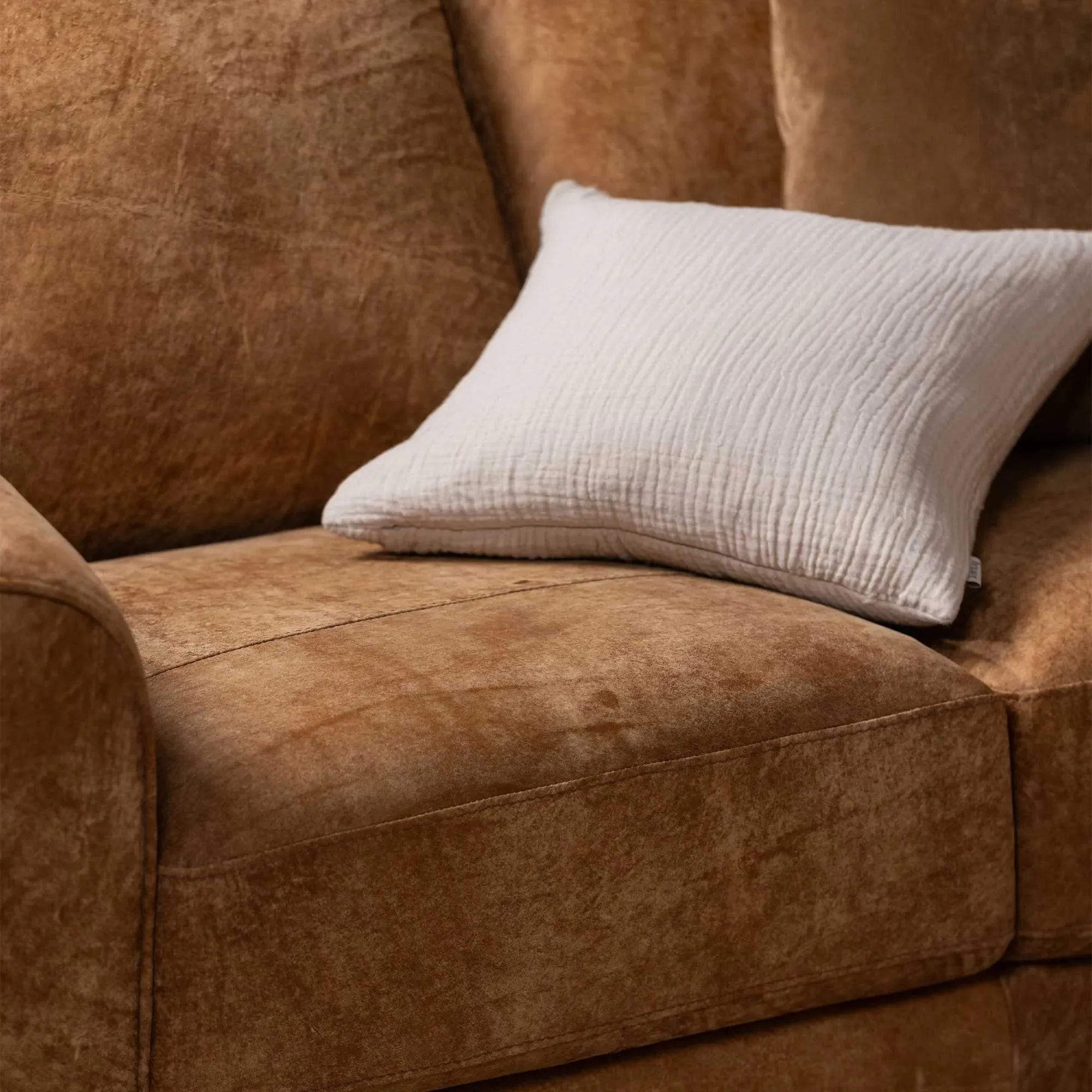 Houston Corner Chaise Sofa with Footstool - Brown, Leather